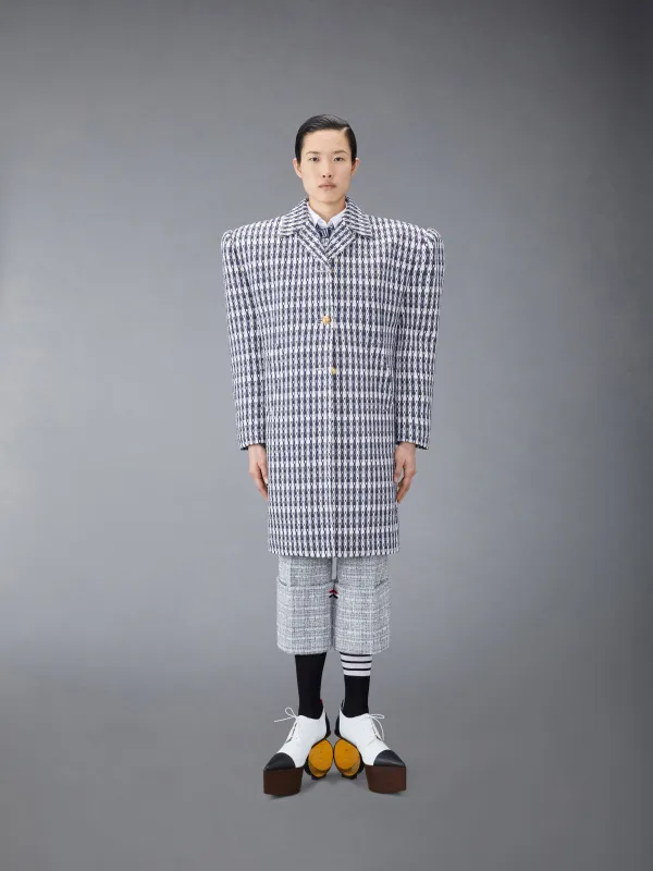 GROSGRAIN TWEED OVERSIZED BAL COLLAR OVERCOAT made by Thom Browne