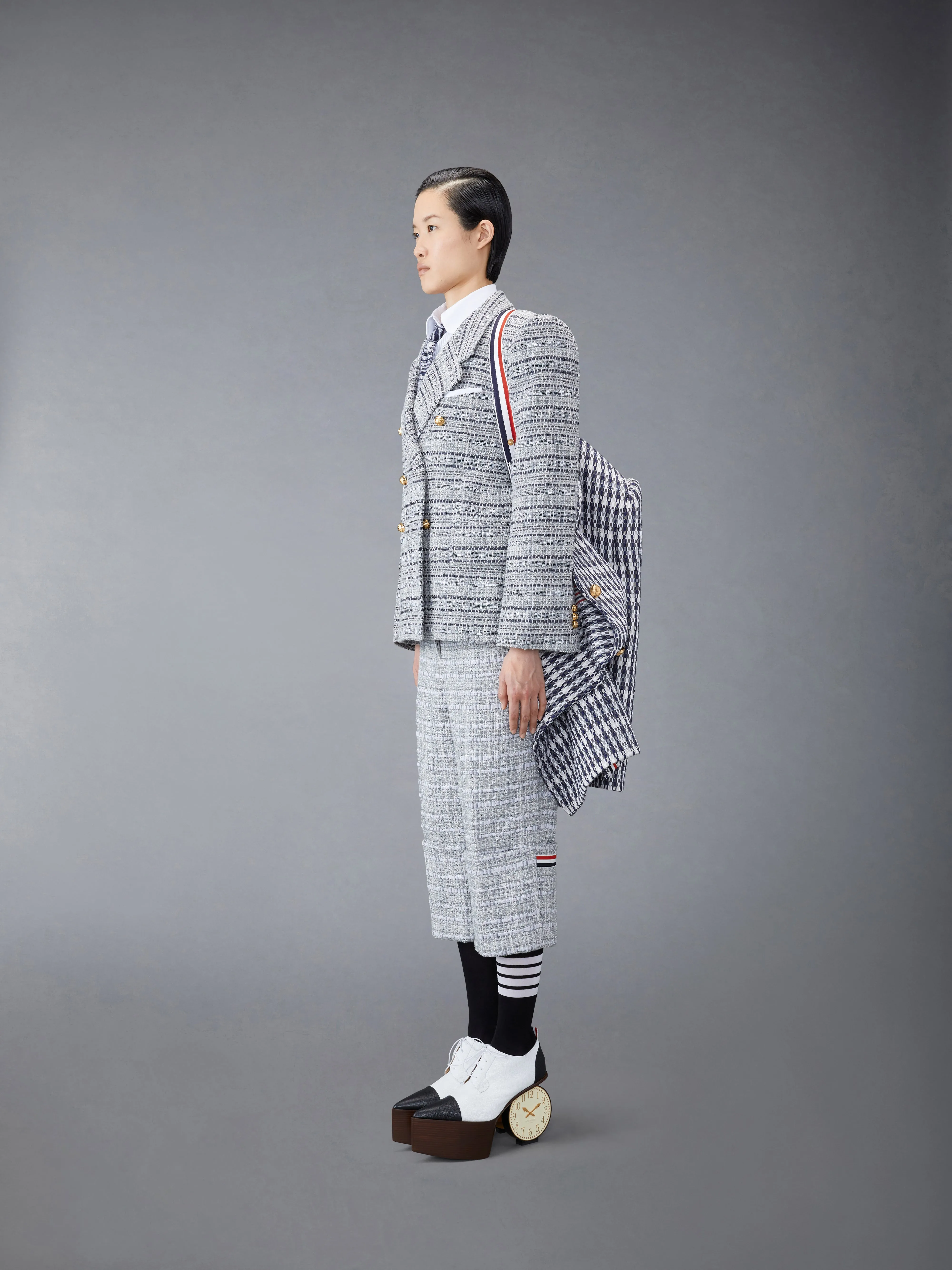 GROSGRAIN TWEED OVERSIZED BAL COLLAR OVERCOAT sold by Thom Browne product image thumbnail 4