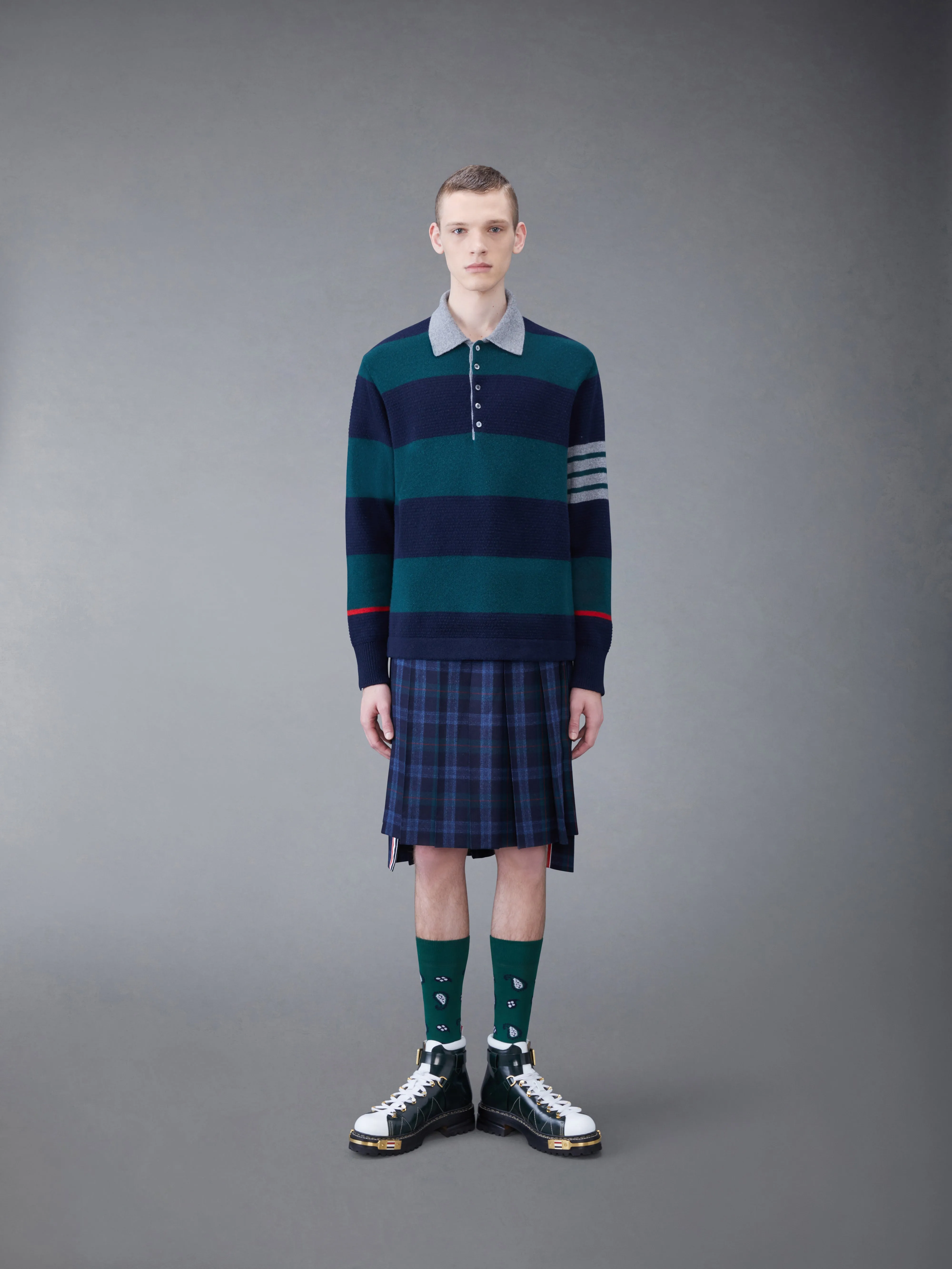 Rugby Stripe Merino 4-Bar Long Sleeve Polo sold by Thom Browne product image thumbnail 3