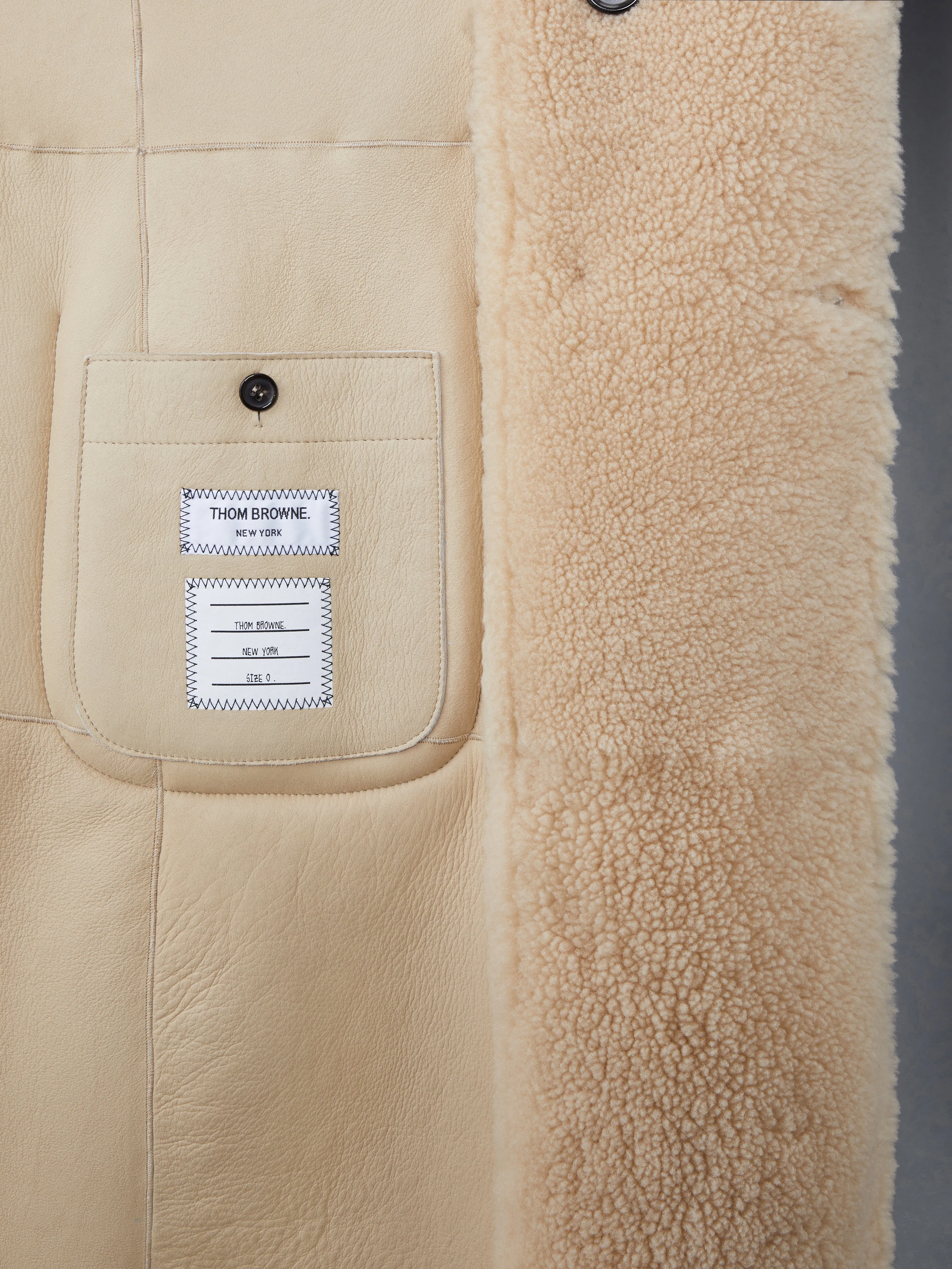 Dyed Shearling Double Breasted Sack Overcoat sold by Thom Browne product image thumbnail 5