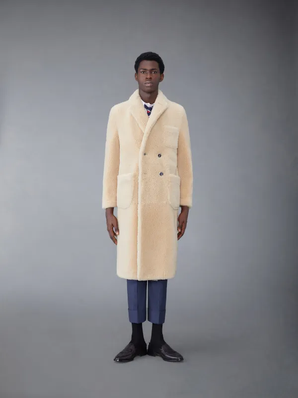 Dyed Shearling Double Breasted Sack Overcoat sold by Thom Browne