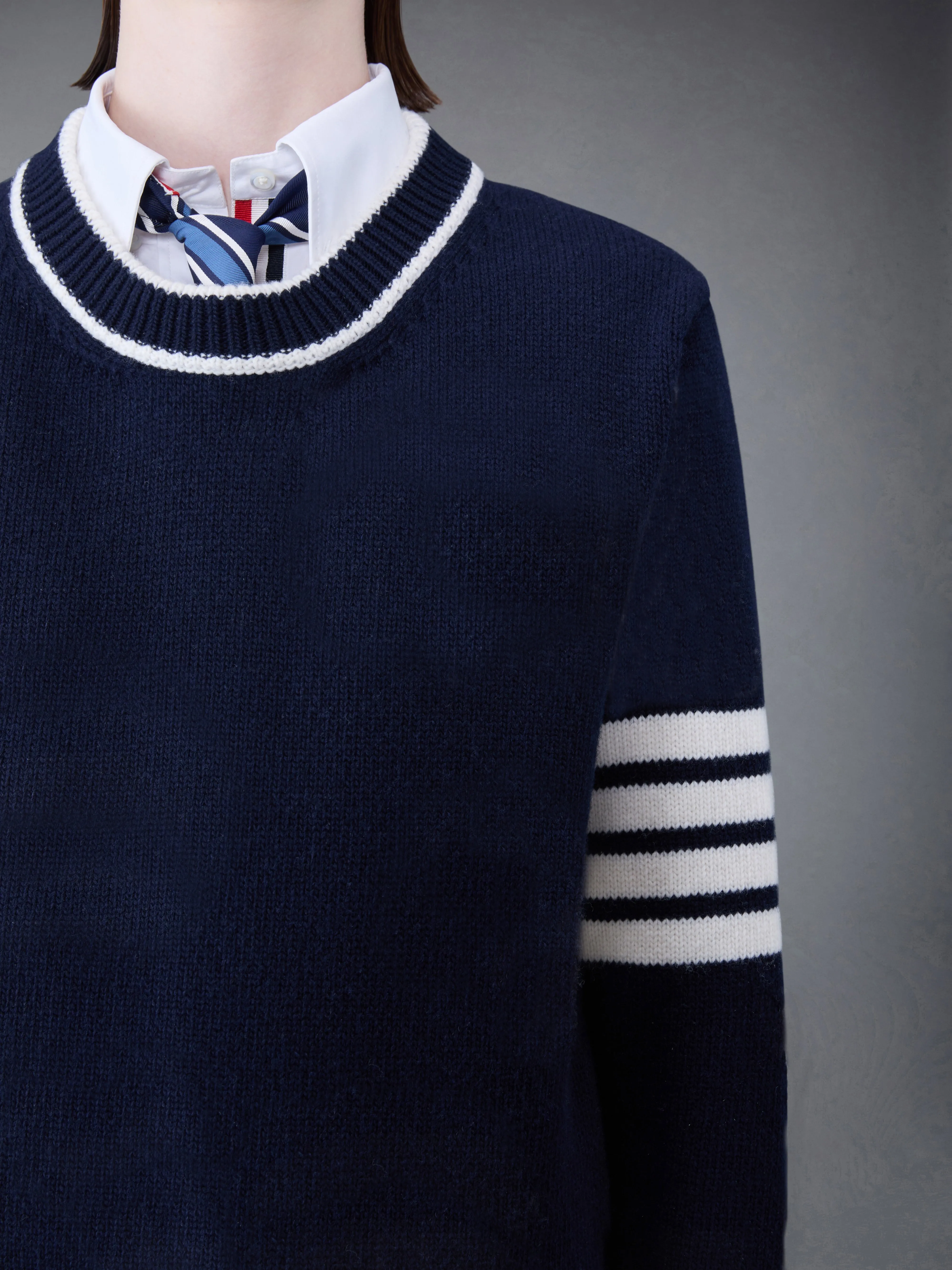 Merino 4-Bar Boxy Crew Neck Pullover sold by Thom Browne product image thumbnail 4