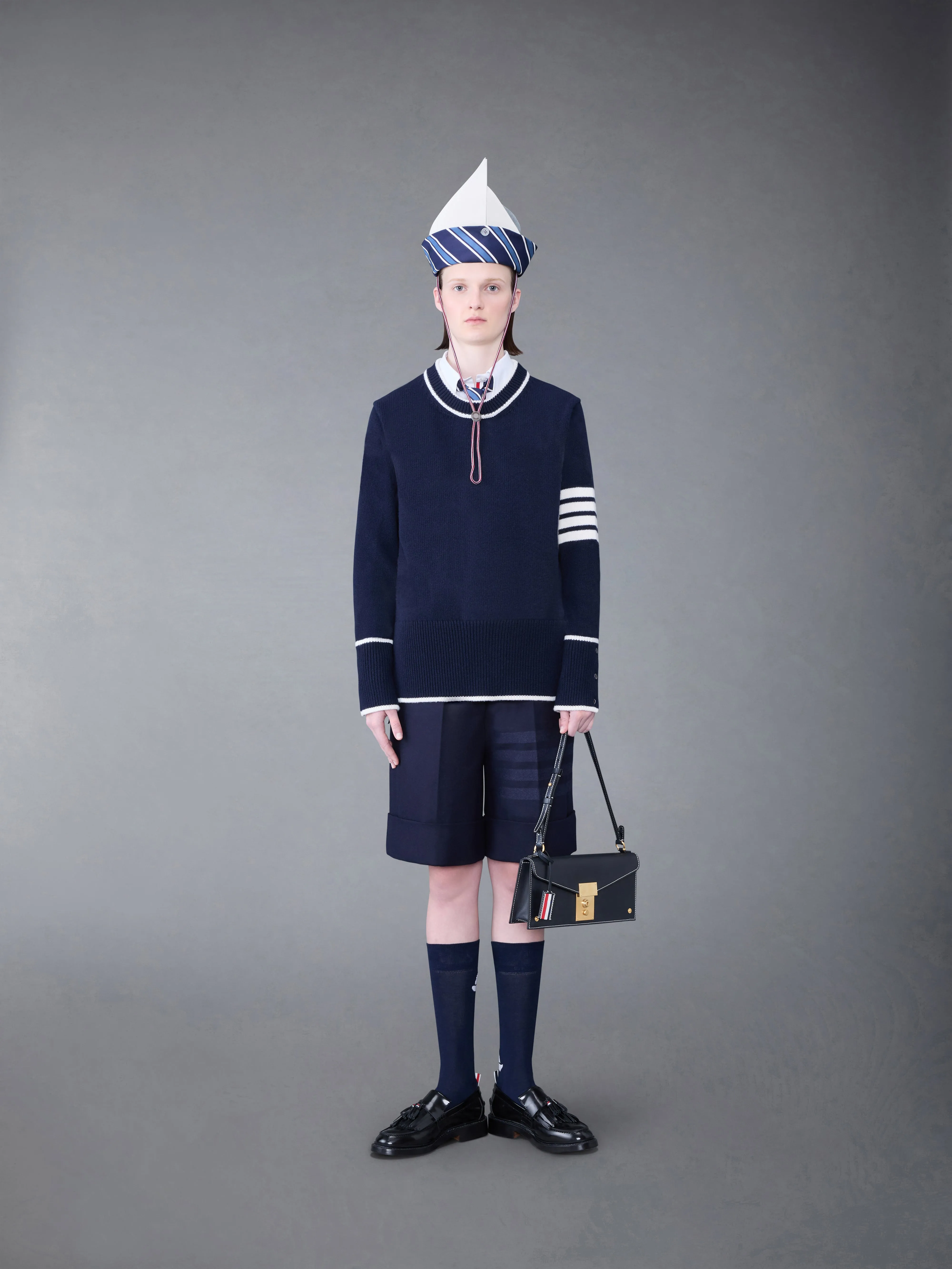 Merino 4-Bar Boxy Crew Neck Pullover sold by Thom Browne product image thumbnail 3