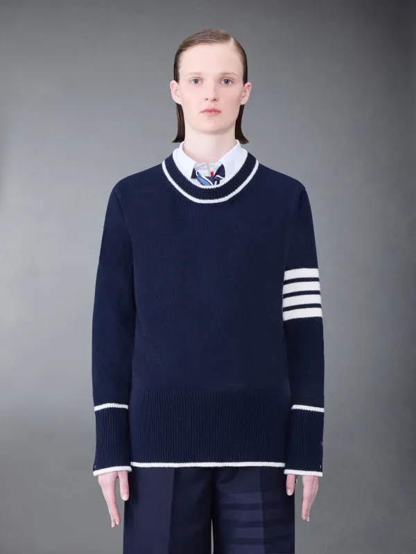 Merino 4-Bar Boxy Crew Neck Pullover sold by Thom Browne