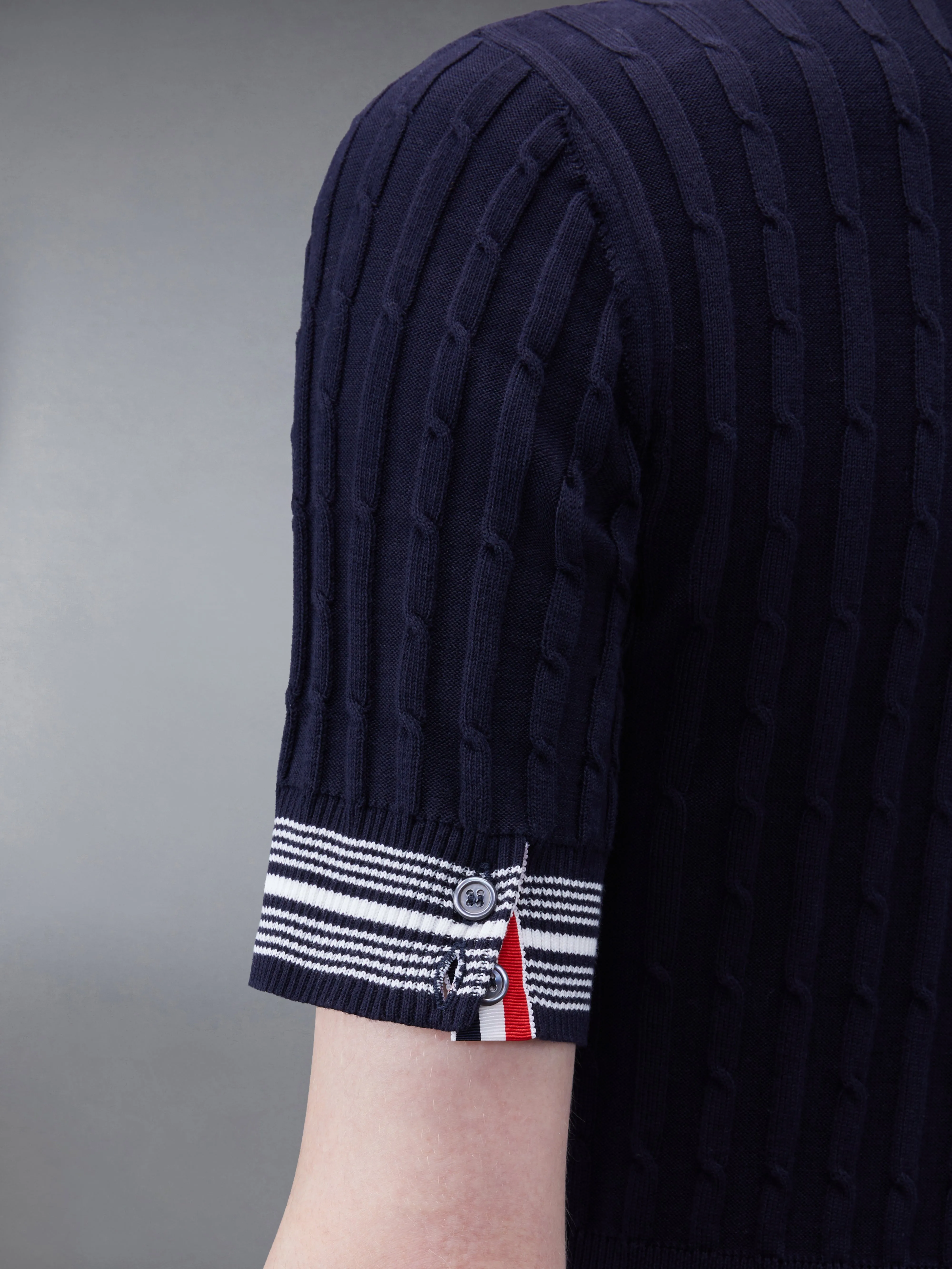 COTTON PLEATED CRICKET STRIPED CABLE DRESS sold by Thom Browne product image thumbnail 5