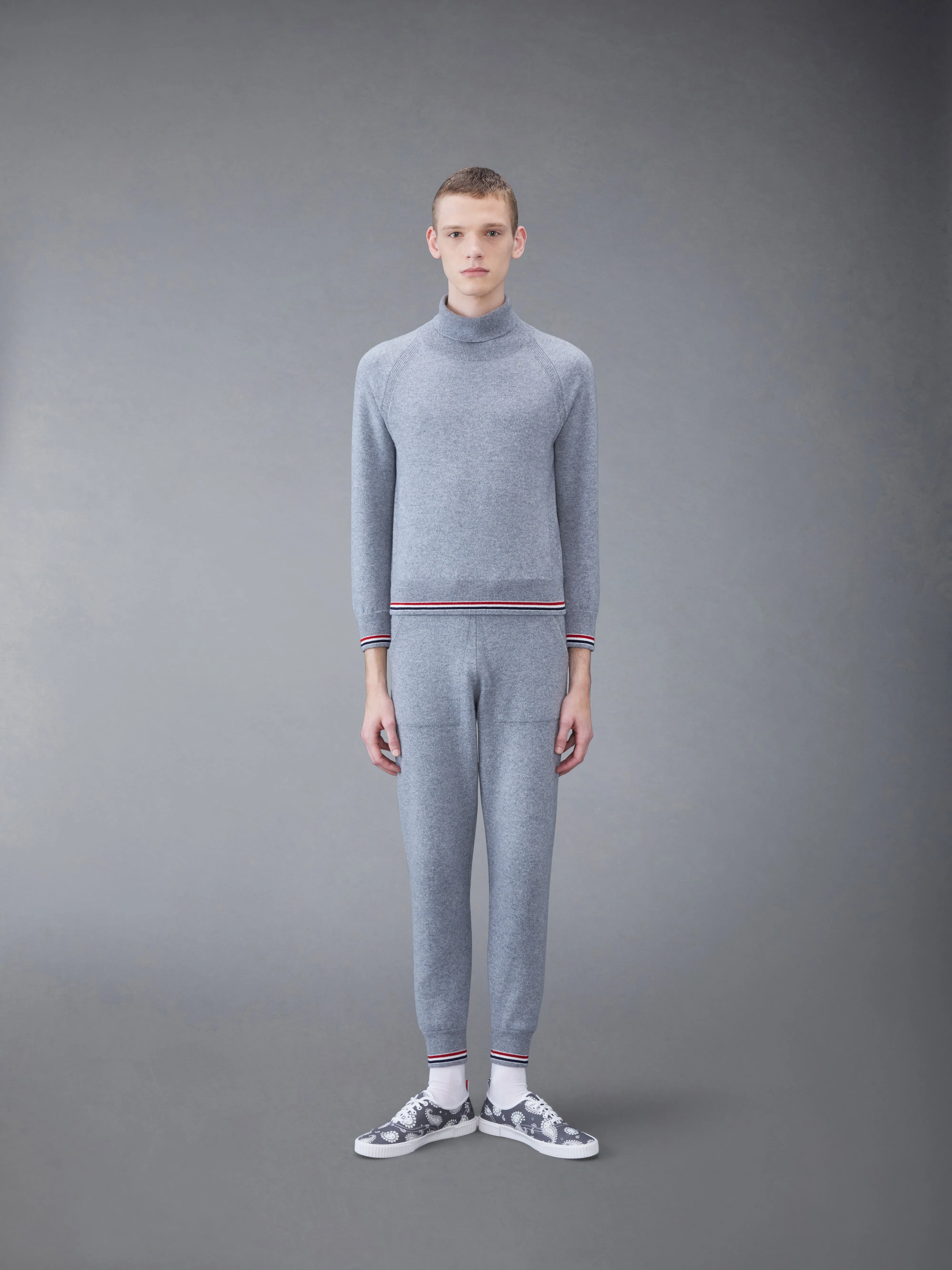 Cashmere Jersey Stripe Turtleneck sold by Thom Browne product image thumbnail 3