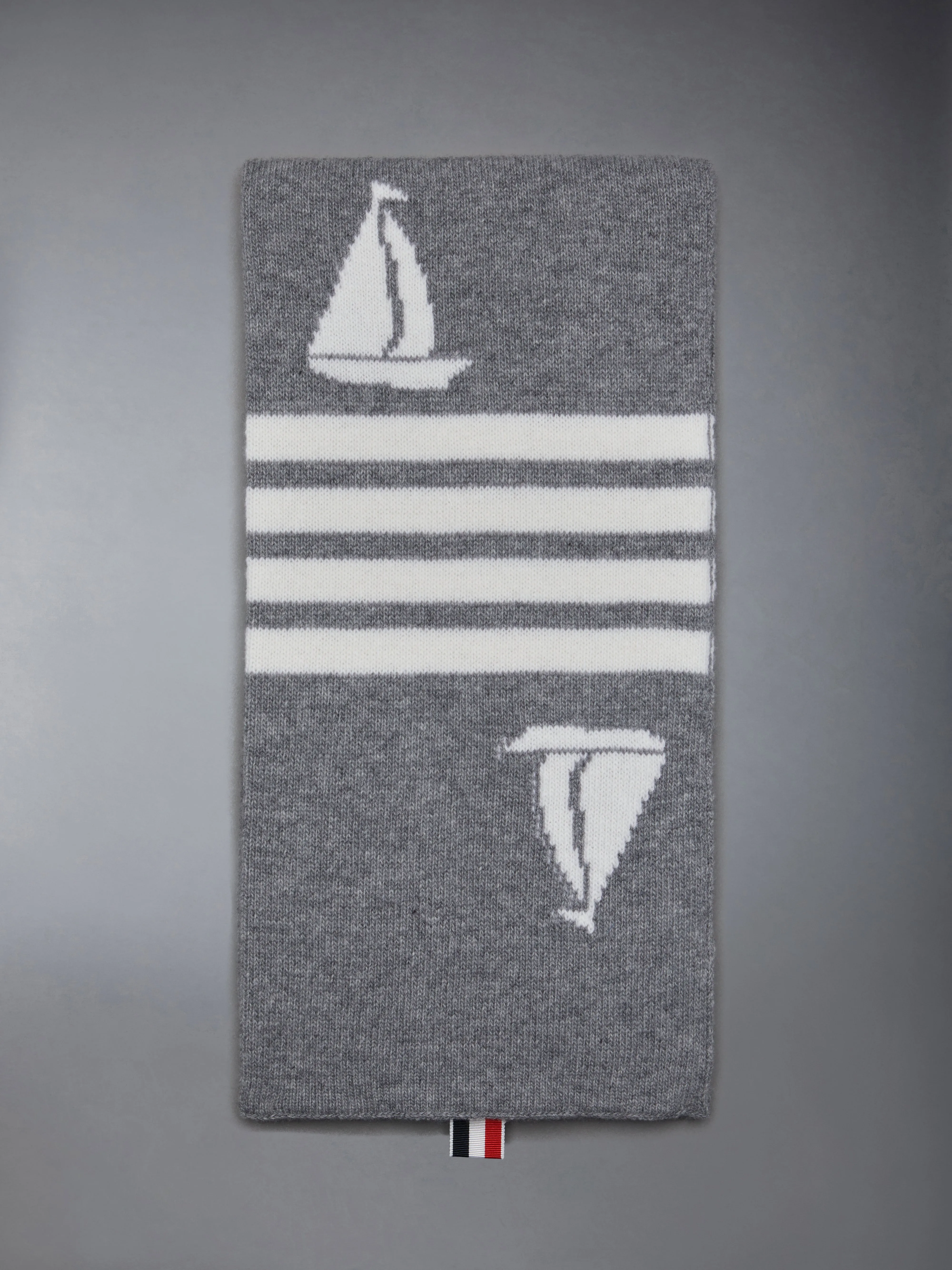 Fine Merino Sailboat 4-bar Scarf sold by Thom Browne