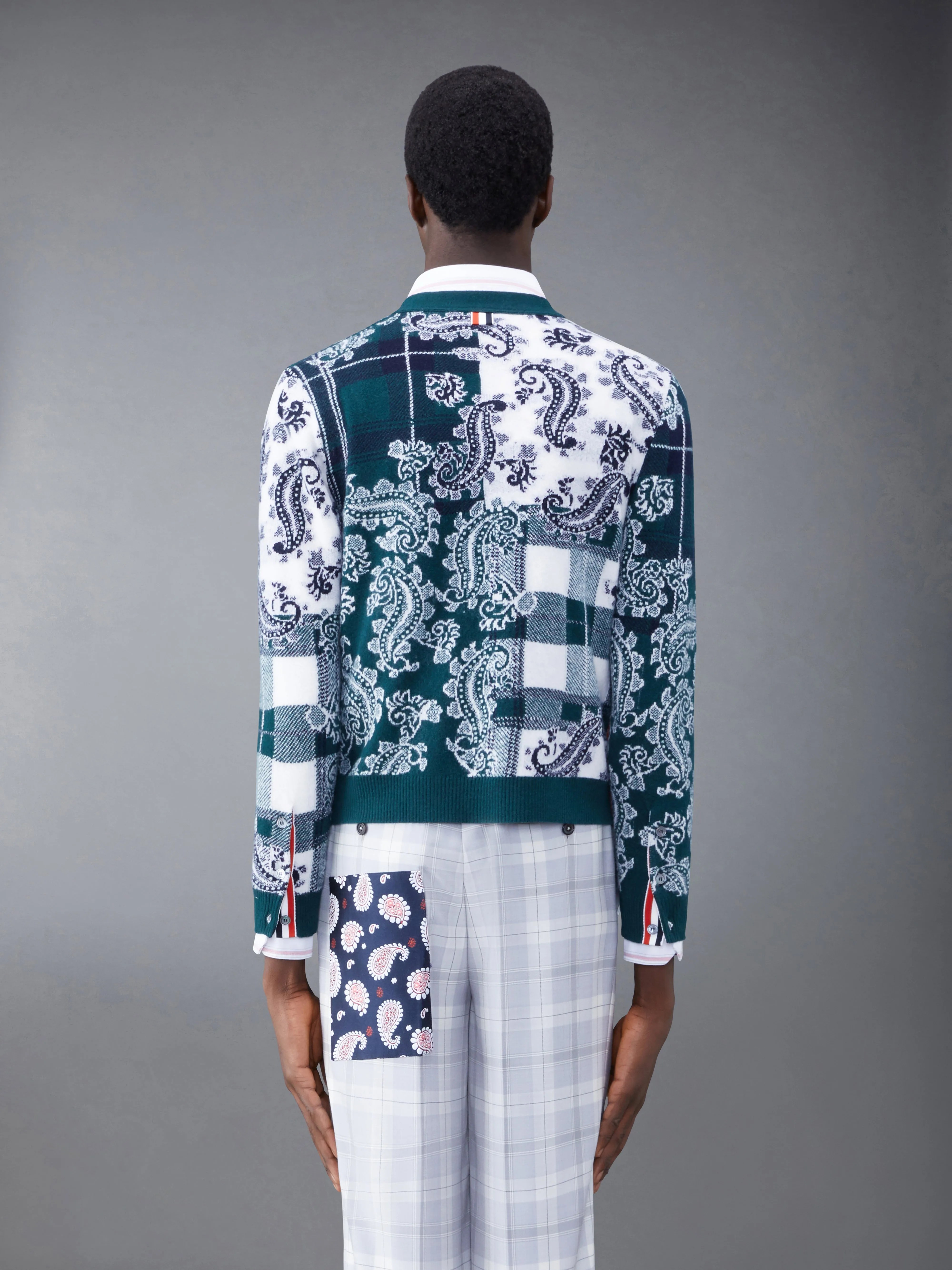 Fun-Mix Tartan Merino V-neck Cardigan sold by Thom Browne product image thumbnail 2