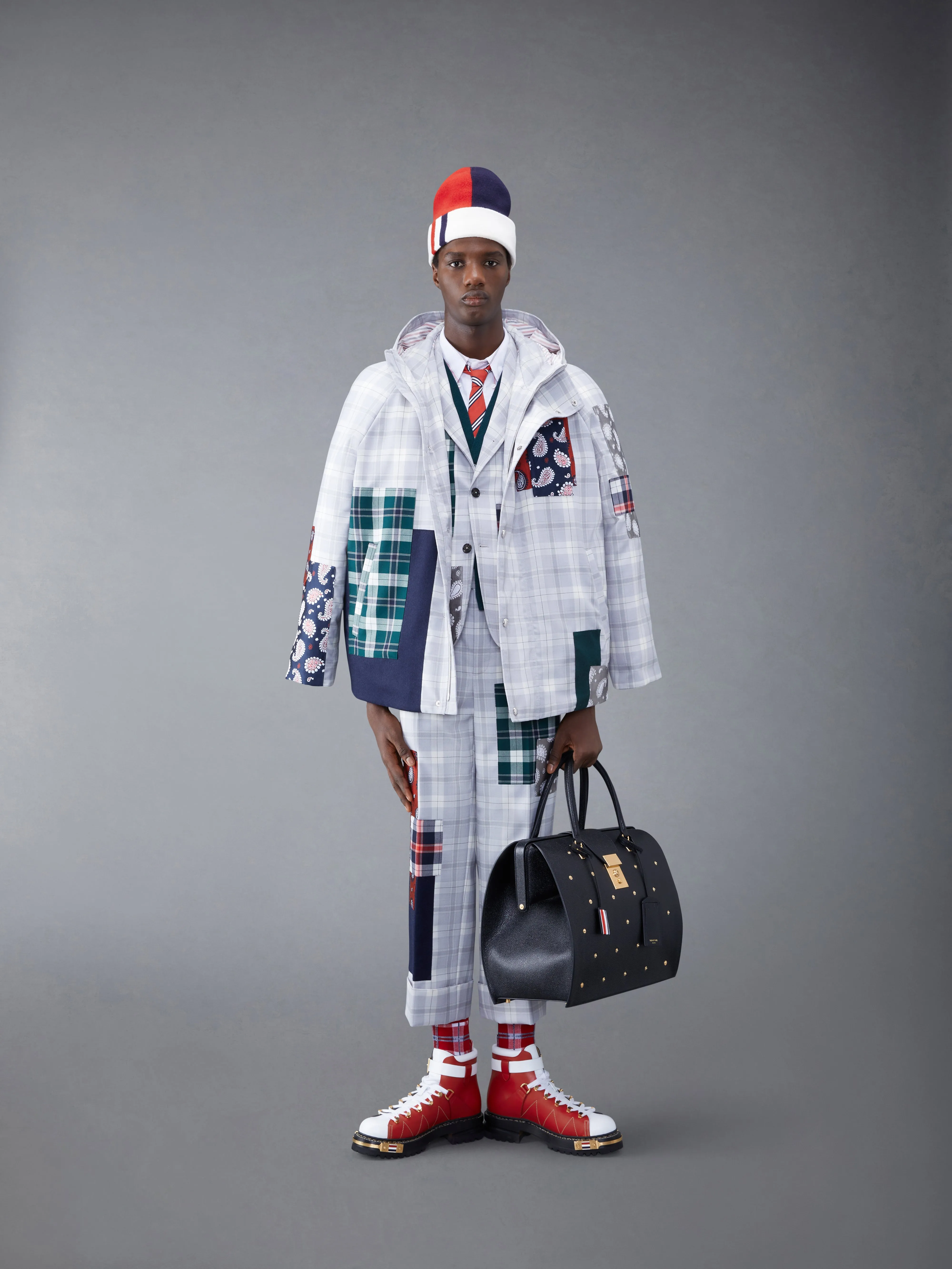Fun-Mix Tartan Merino V-neck Cardigan sold by Thom Browne product image thumbnail 4