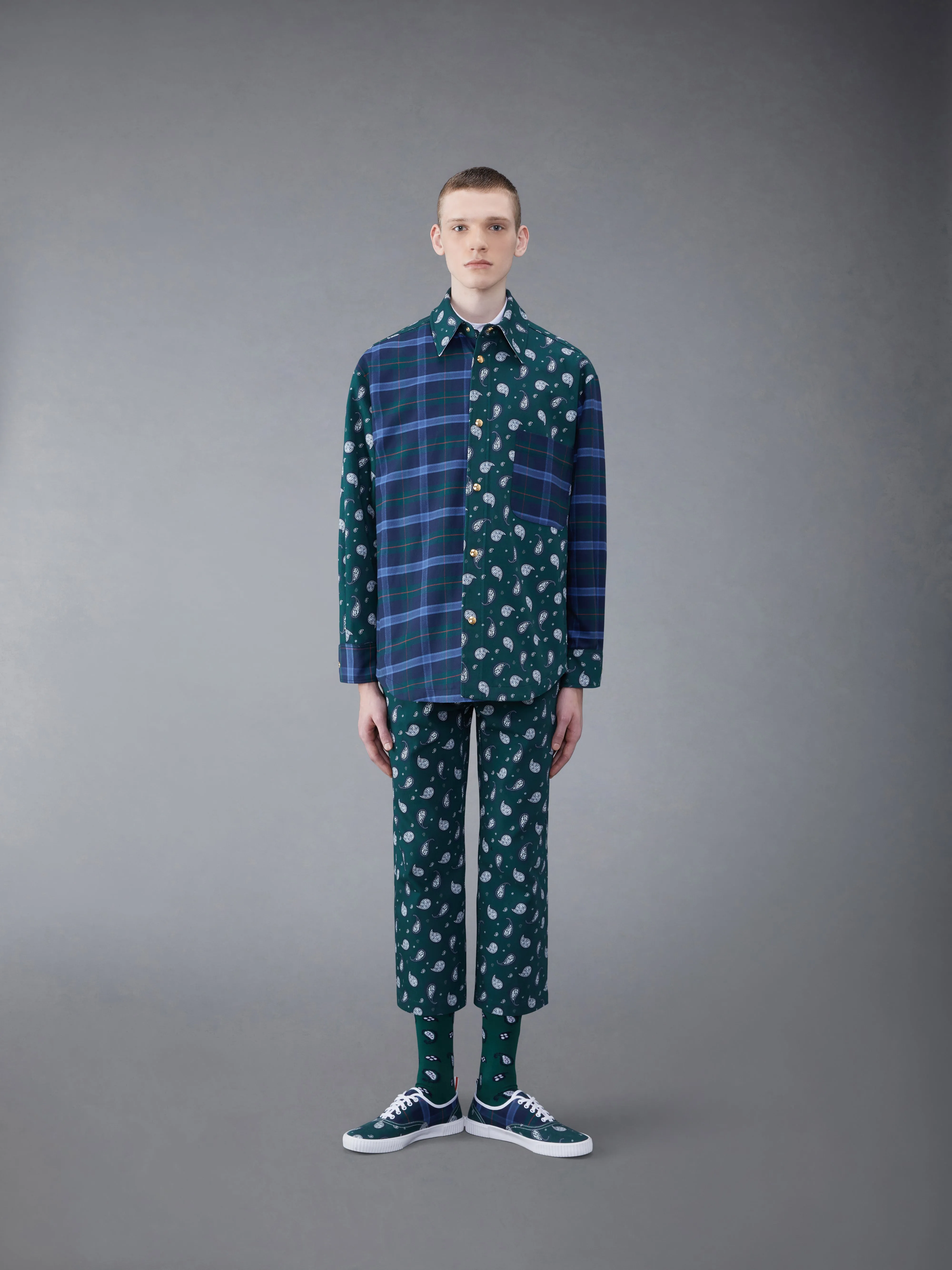 Fun-Mix Paisley Tartan Oversized Shirt Jacket sold by Thom Browne