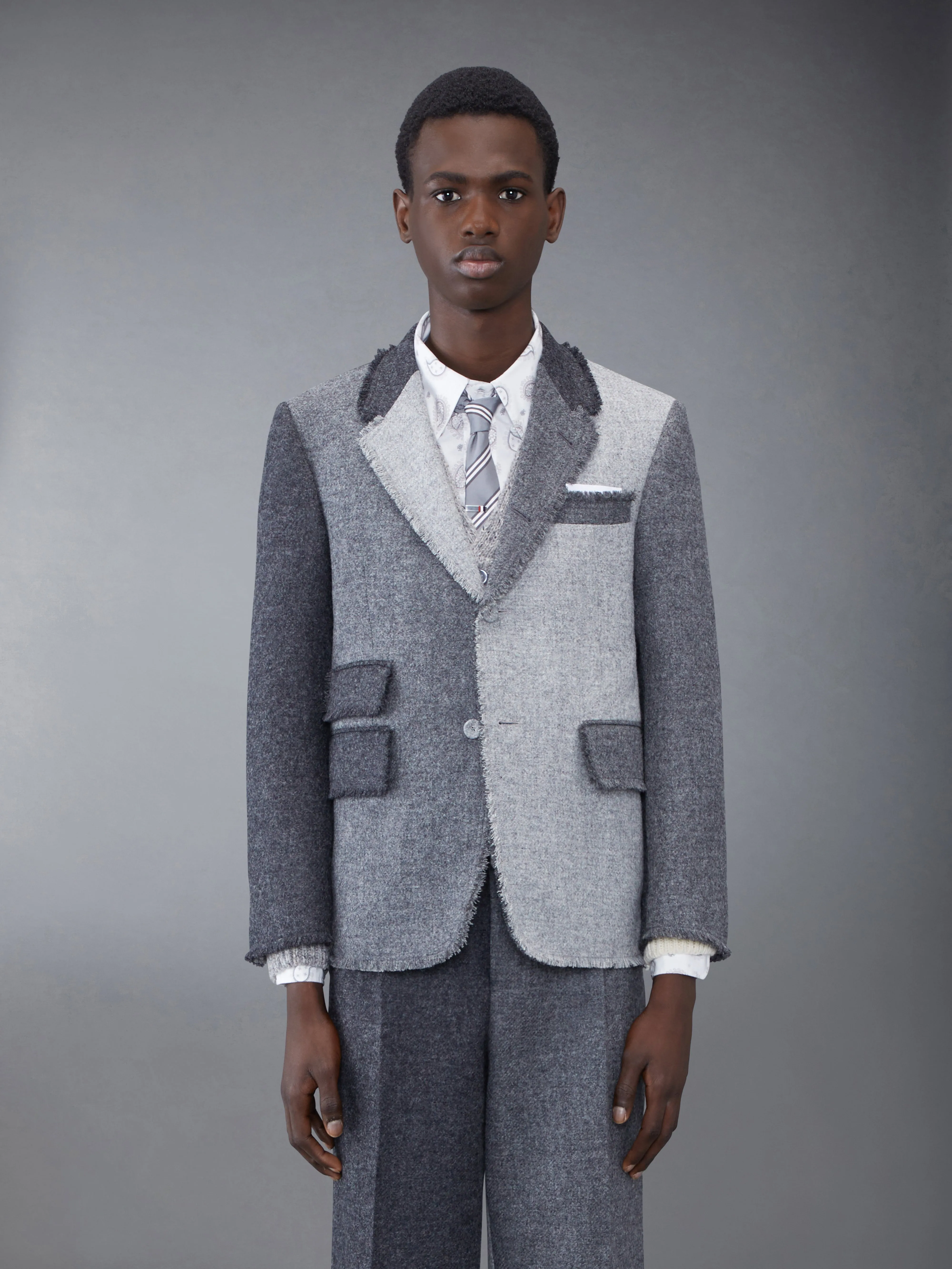 Shetland Frayed Single Vent Sport Coat sold by Thom Browne