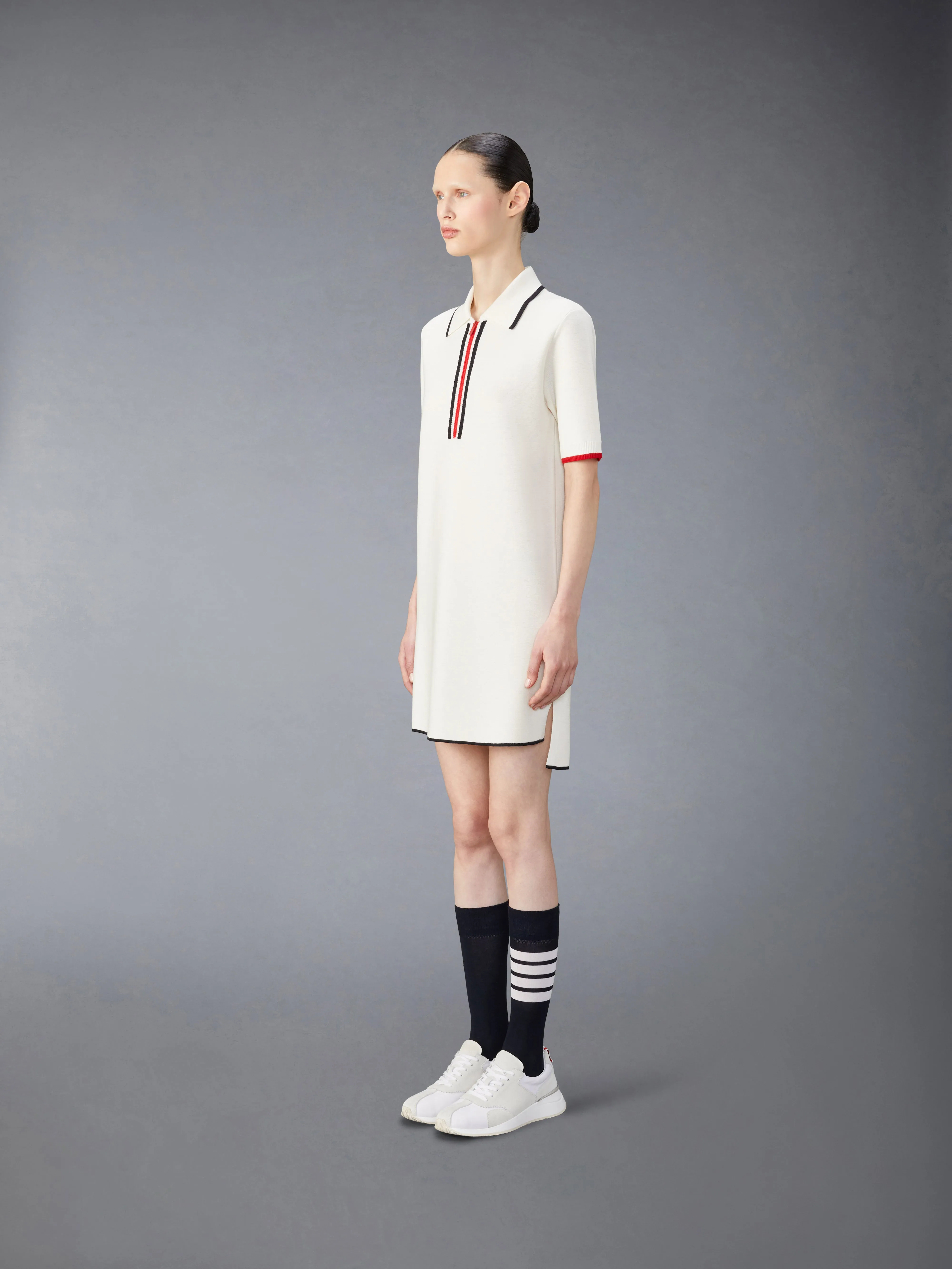 MERINO WOOL MILANO STITCH ZIP UP POLO DRESS sold by Thom Browne product image thumbnail 2