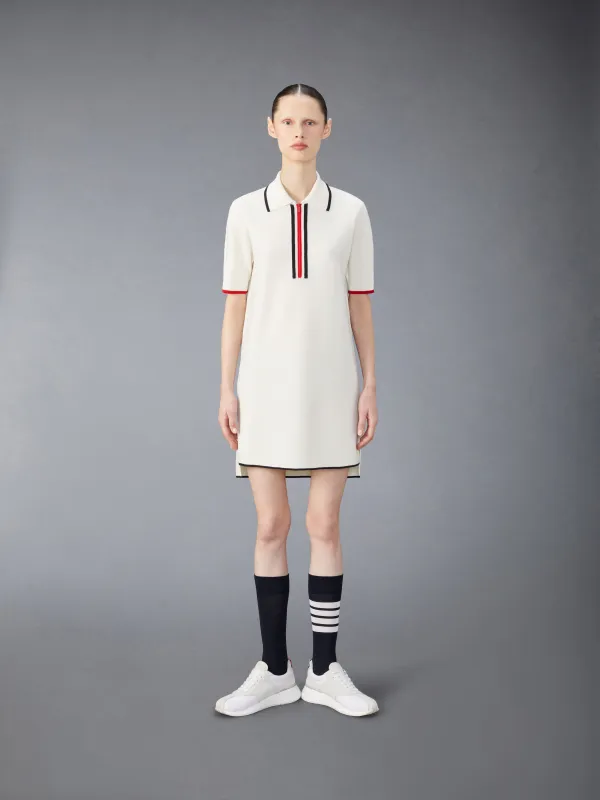 MERINO WOOL MILANO STITCH ZIP UP POLO DRESS sold by Thom Browne