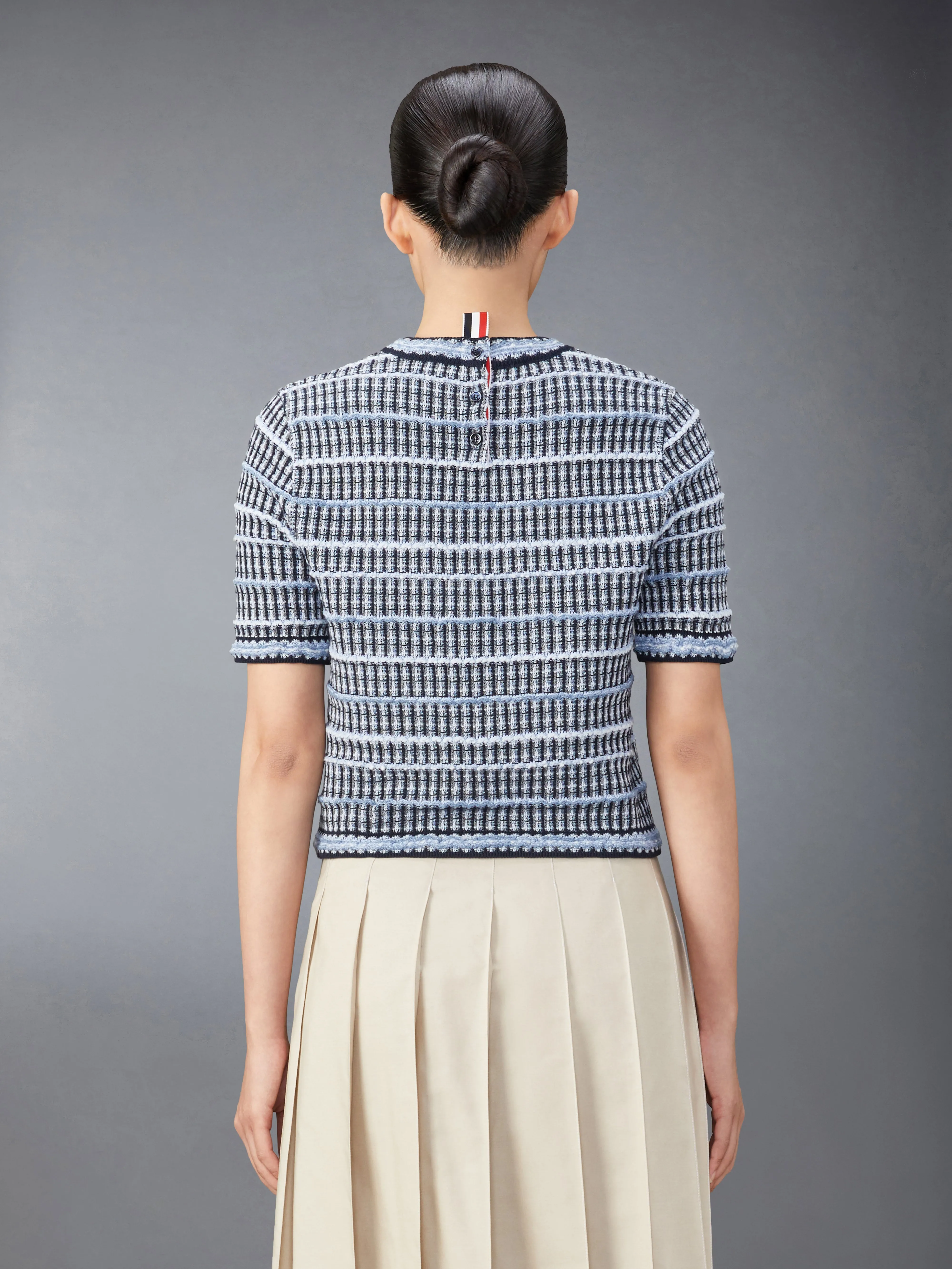 COTTON LINEN TWEED JACQUARD TEE sold by Thom Browne product image thumbnail 2