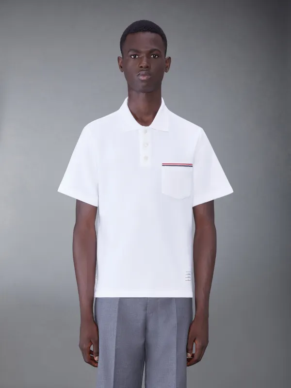 Cotton Interlock Short Sleeve Pocket Polo sold by Thom Browne