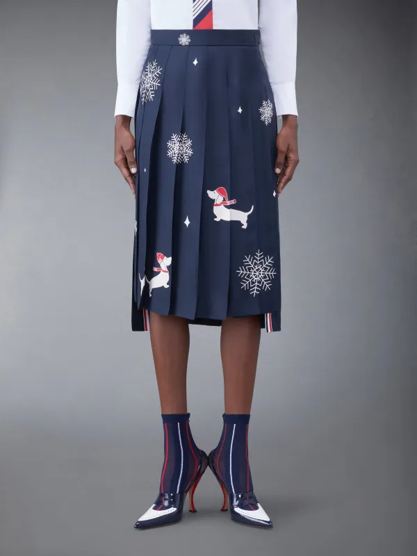 HOLIDAY SILK CLASSIC PLEATED SKIRT sold by Thom Browne