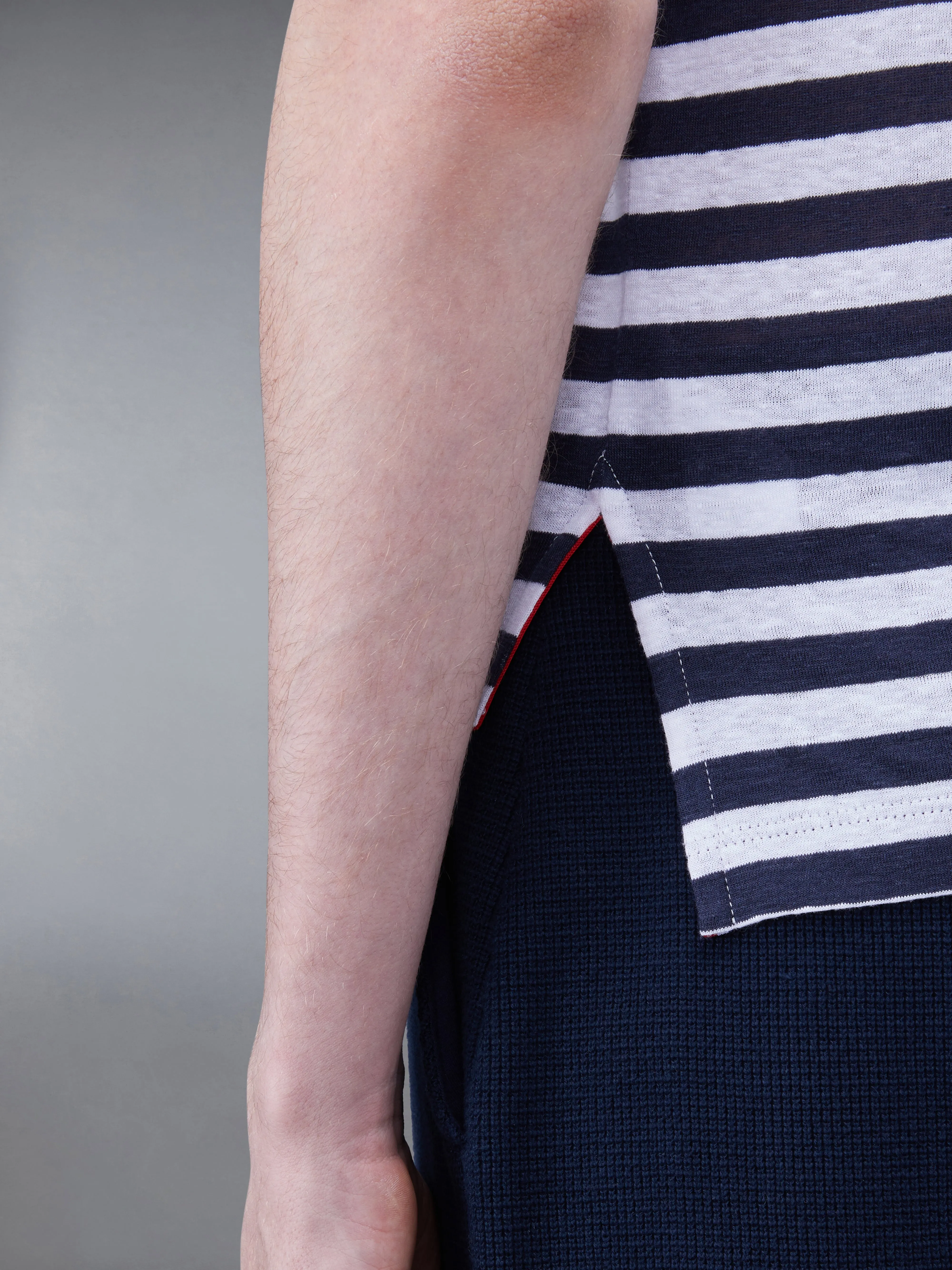 LINEN JERSEY SHORT SLEEVE STRIPED POCKET TEE sold by Thom Browne product image thumbnail 5