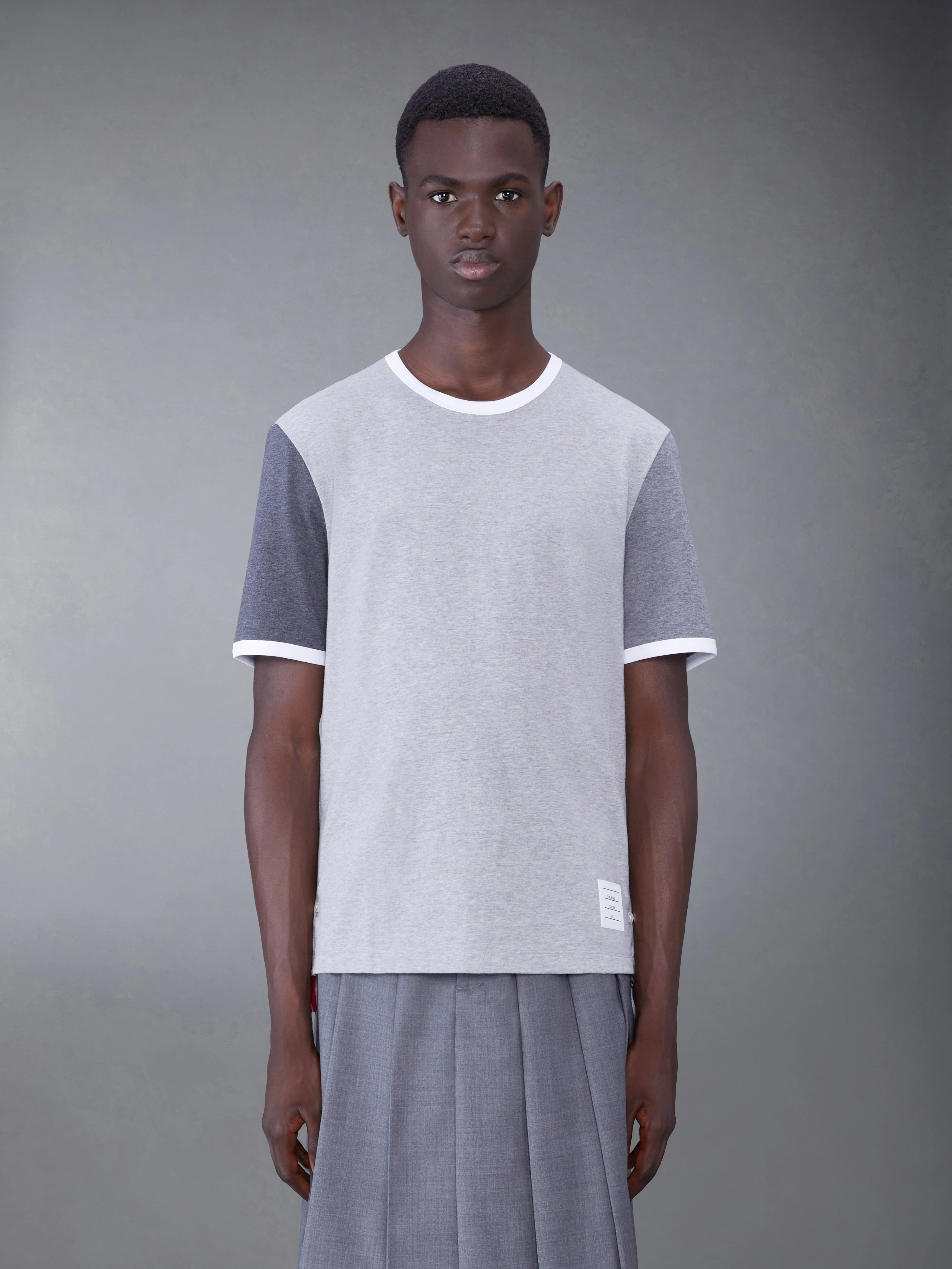 MEDIUM WEIGHT JERSEY RINGER TEE sold by Thom Browne