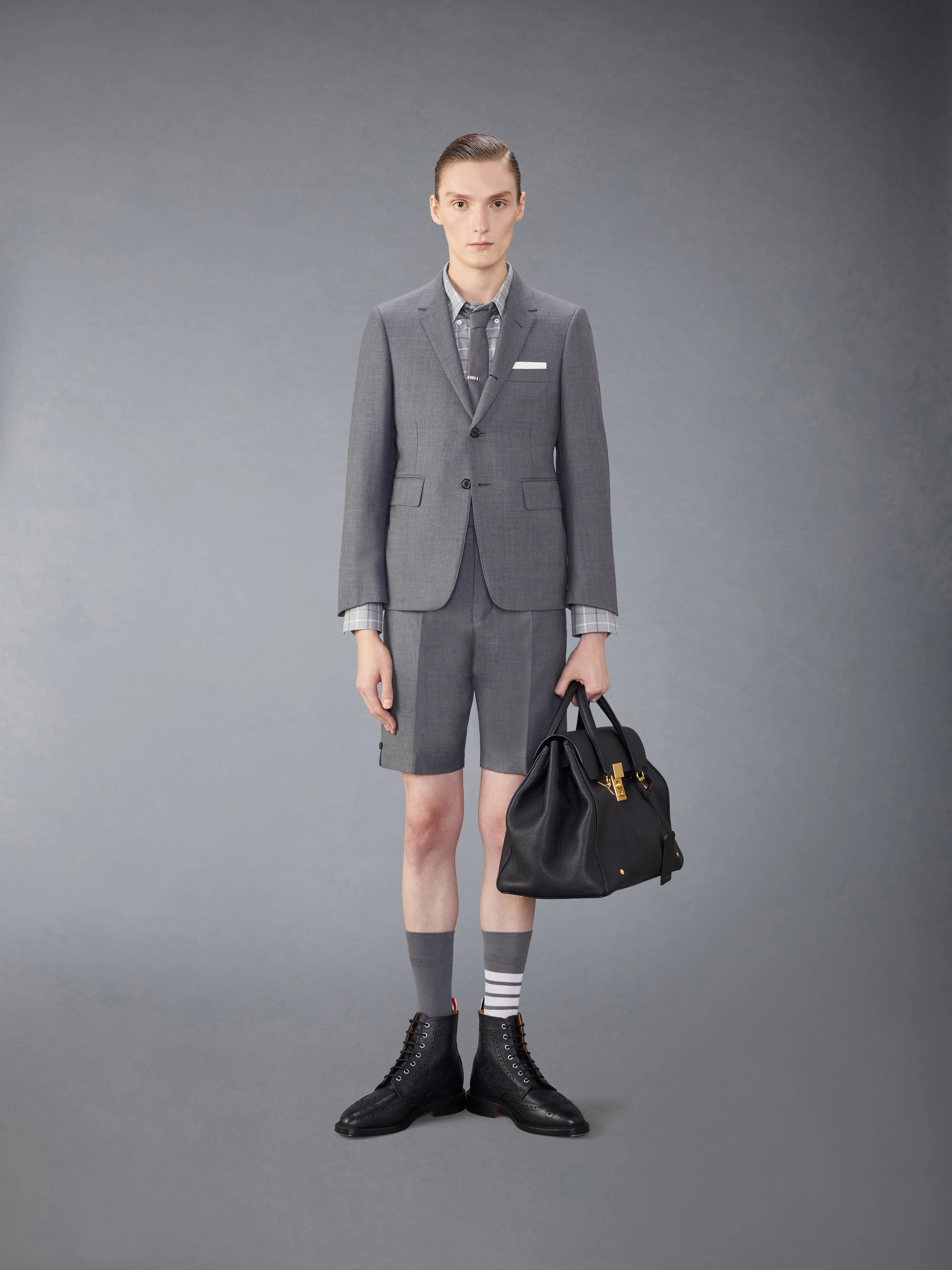 CHECK COTTON FLANNEL ARMBAND SHIRT sold by Thom Browne product image thumbnail 5