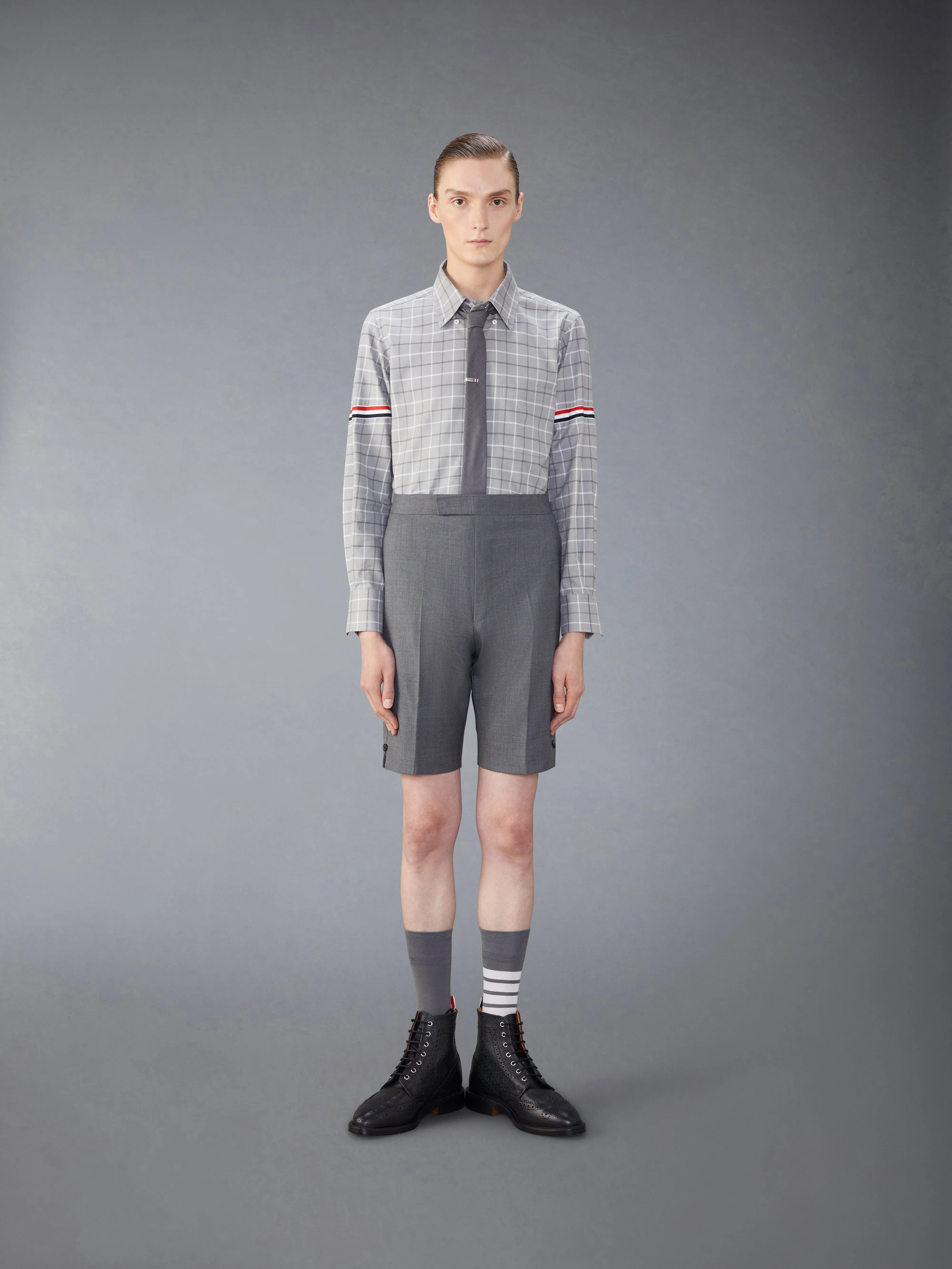 CHECK COTTON FLANNEL ARMBAND SHIRT sold by Thom Browne product image thumbnail 4