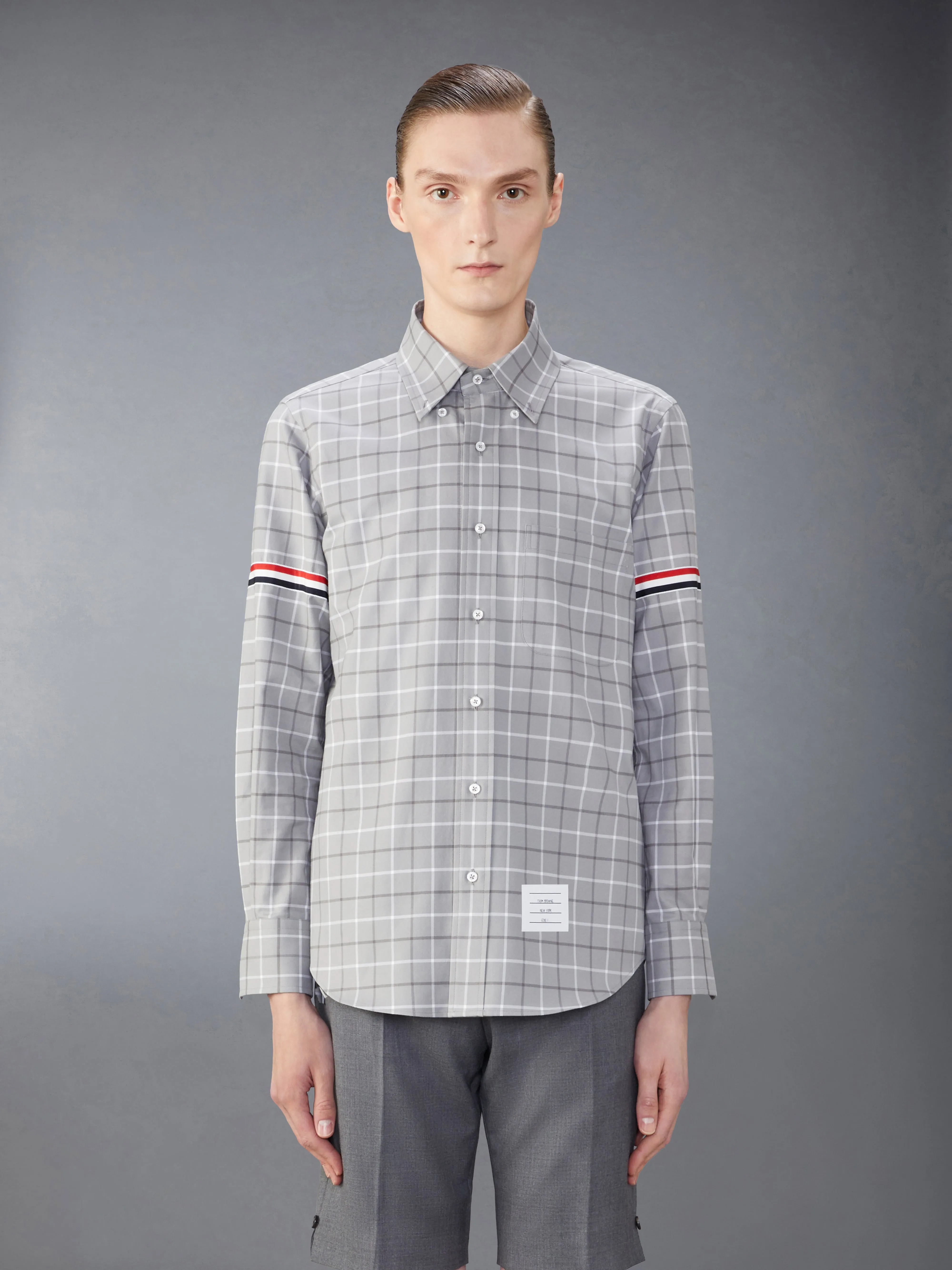 CHECK COTTON FLANNEL ARMBAND SHIRT sold by Thom Browne product image thumbnail 2
