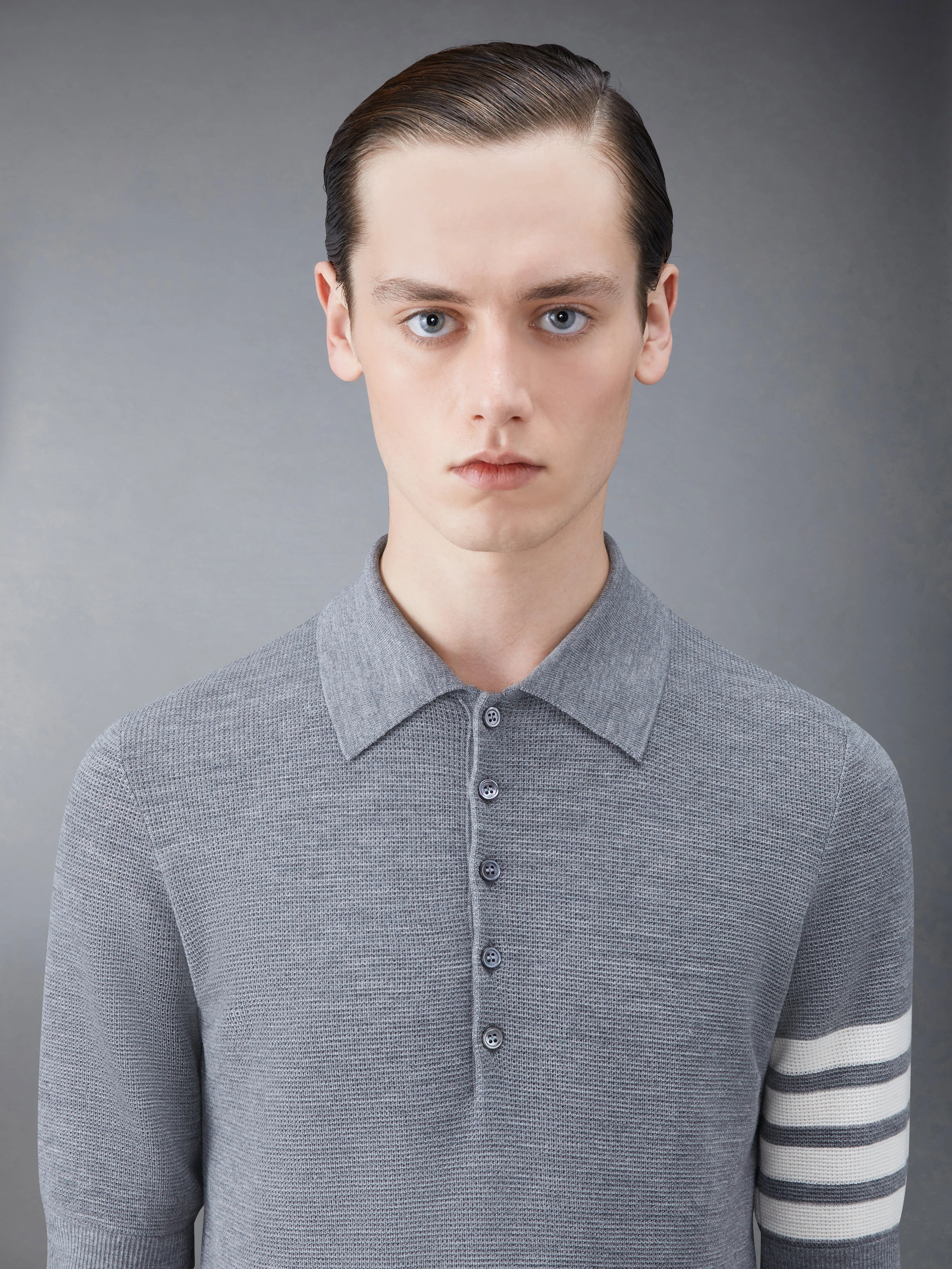 Fine Merino Waffle 4-Bar Short Sleeve Polo sold by Thom Browne product image thumbnail 5