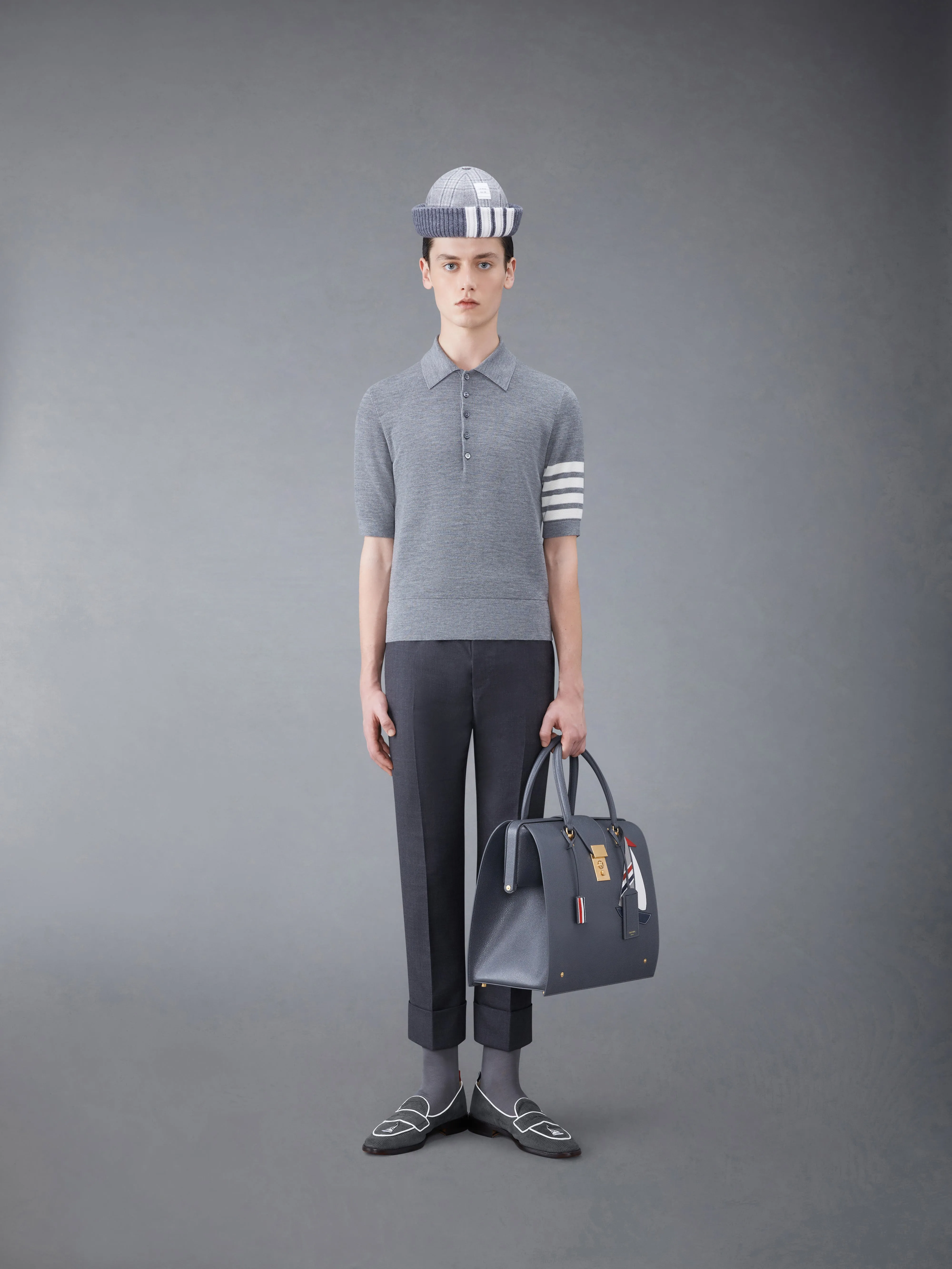 Fine Merino Waffle 4-Bar Short Sleeve Polo sold by Thom Browne product image thumbnail 3