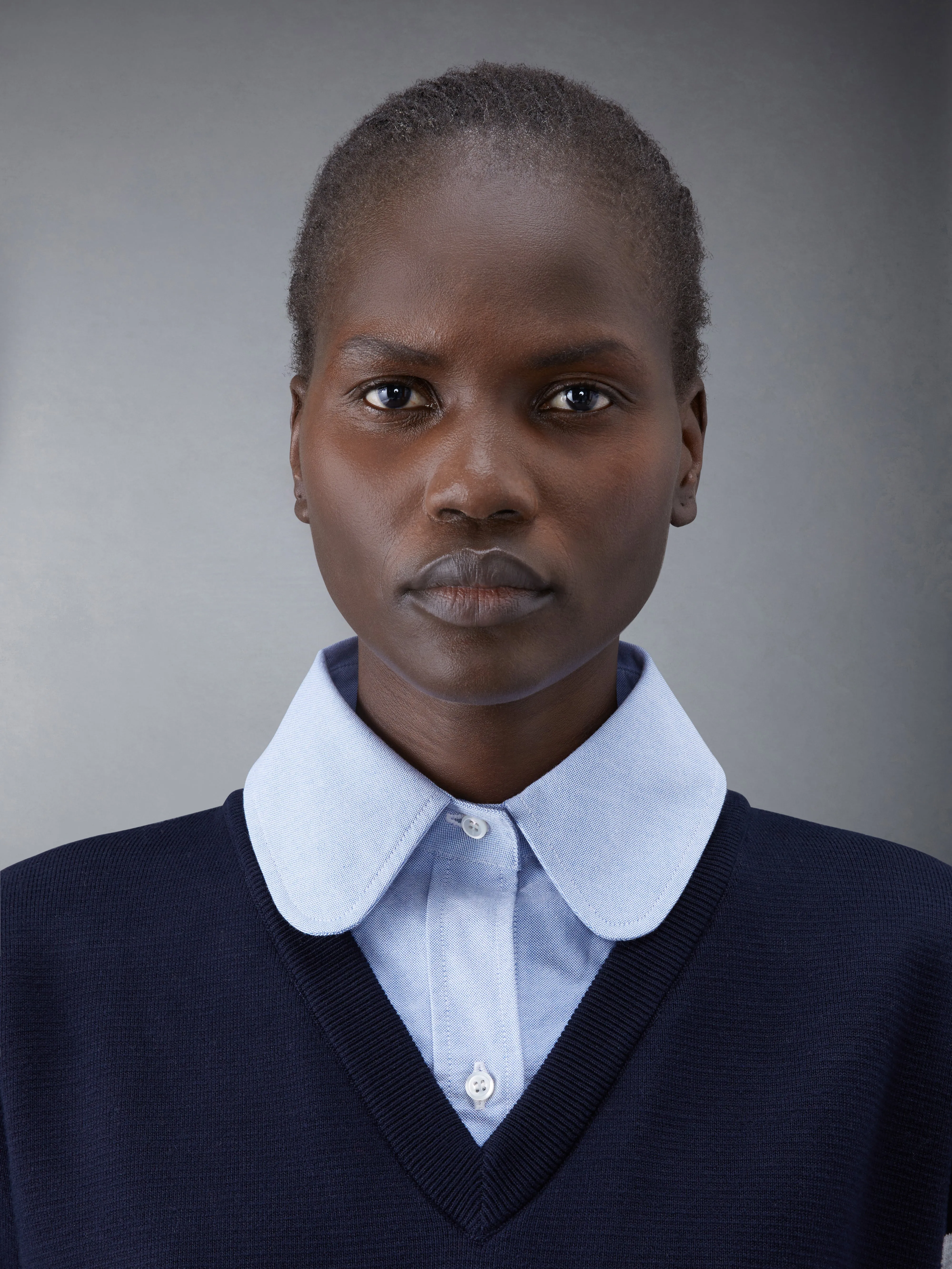 Cotton Milano and Oxford 4-Bar V-Neck Tee and Shirtdress Combo sold by Thom Browne product image thumbnail 5