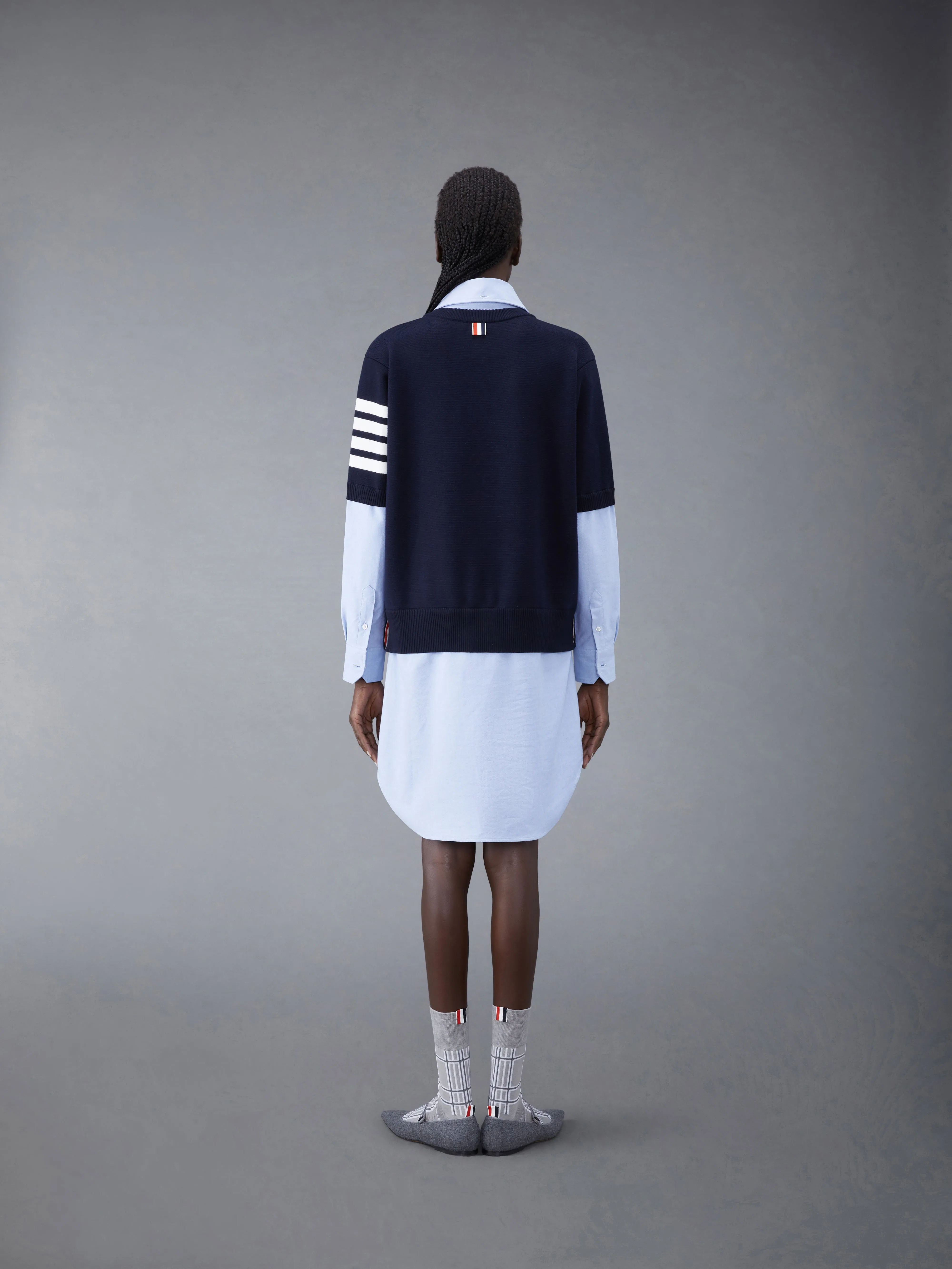 Cotton Milano and Oxford 4-Bar V-Neck Tee and Shirtdress Combo sold by Thom Browne product image thumbnail 3