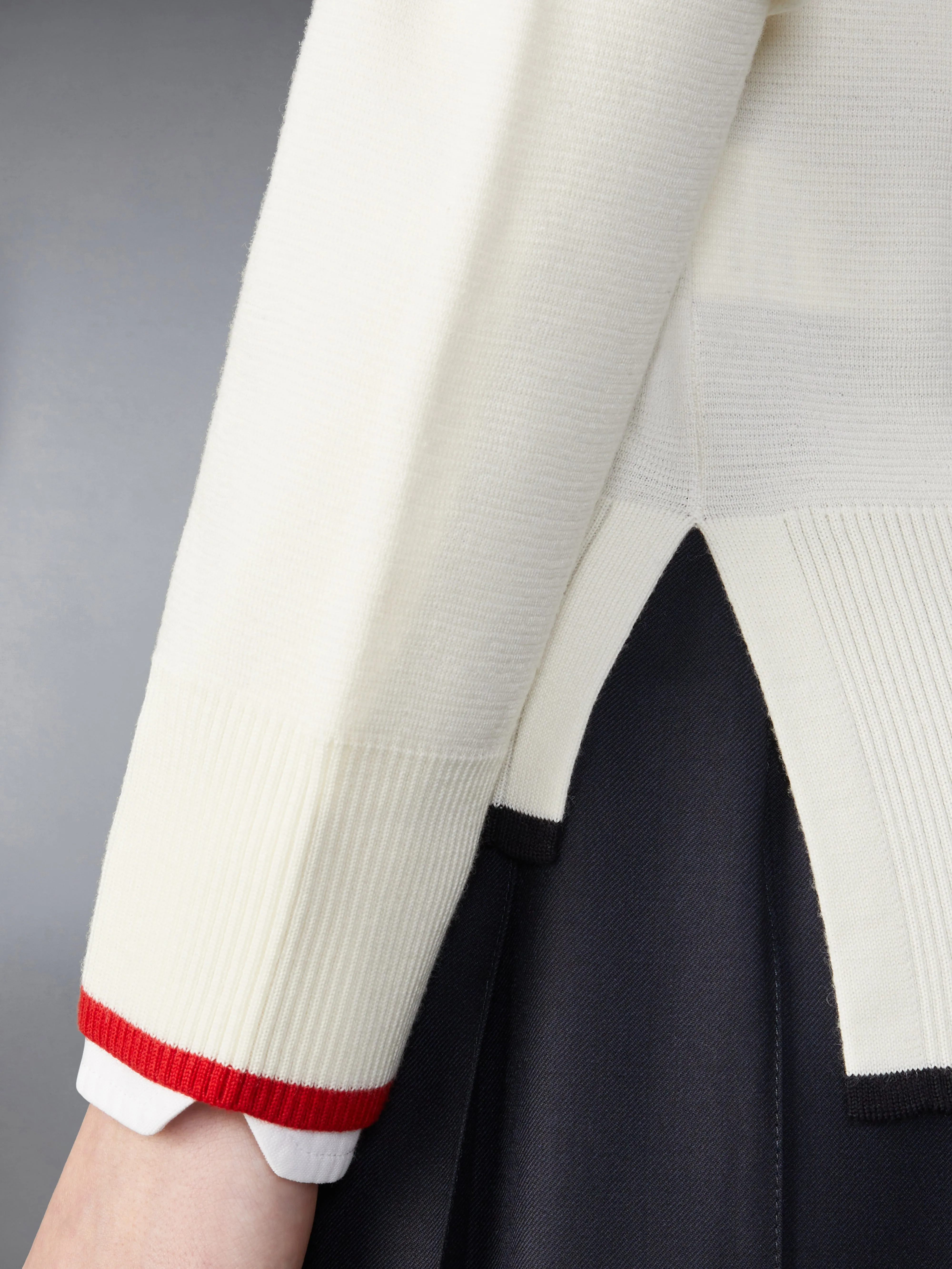 WOOL MILANO STITCH FUNNEL NECK ZIP UP CARDIGAN sold by Thom Browne product image thumbnail 4