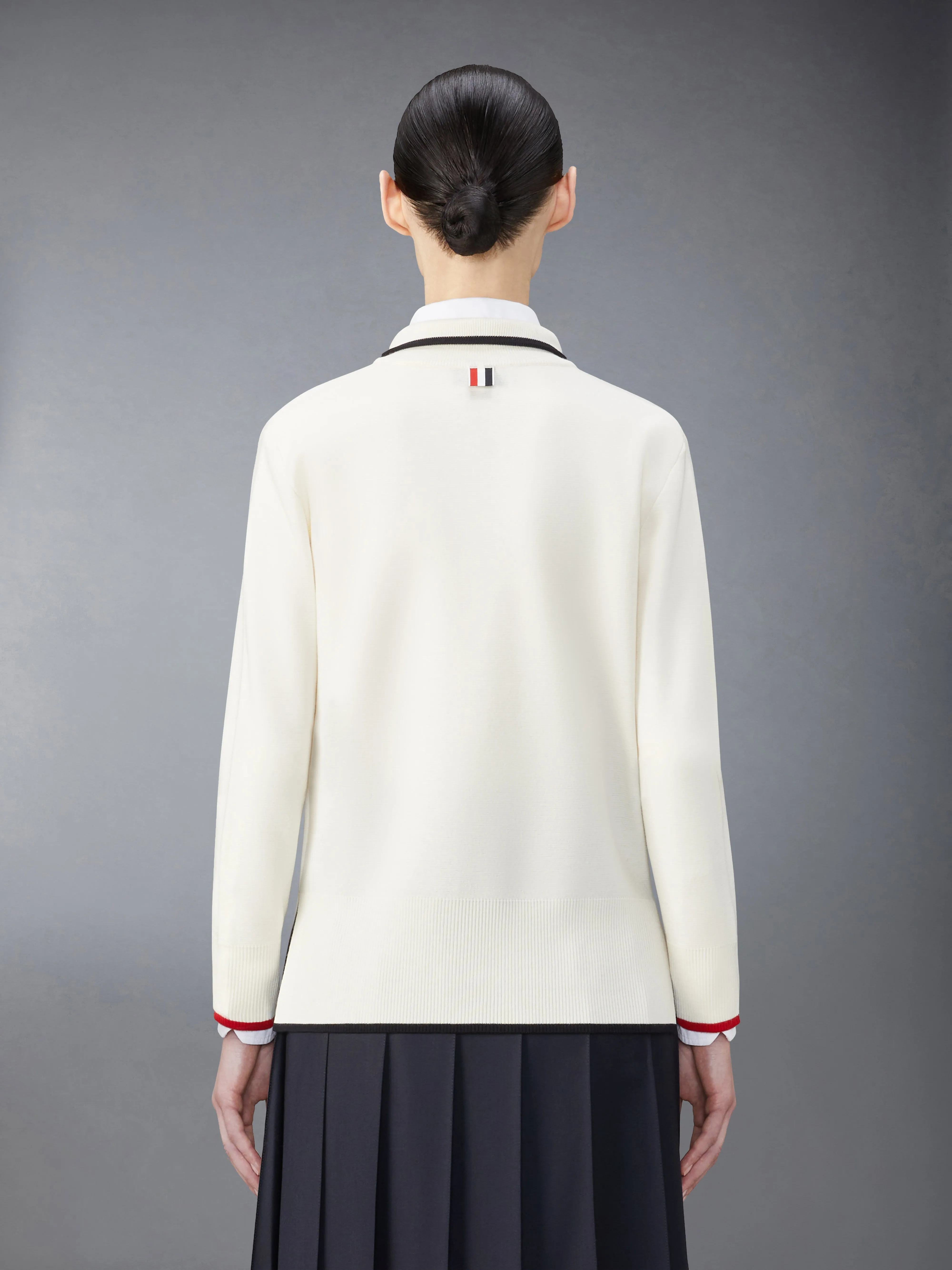 WOOL MILANO STITCH FUNNEL NECK ZIP UP CARDIGAN sold by Thom Browne product image thumbnail 2