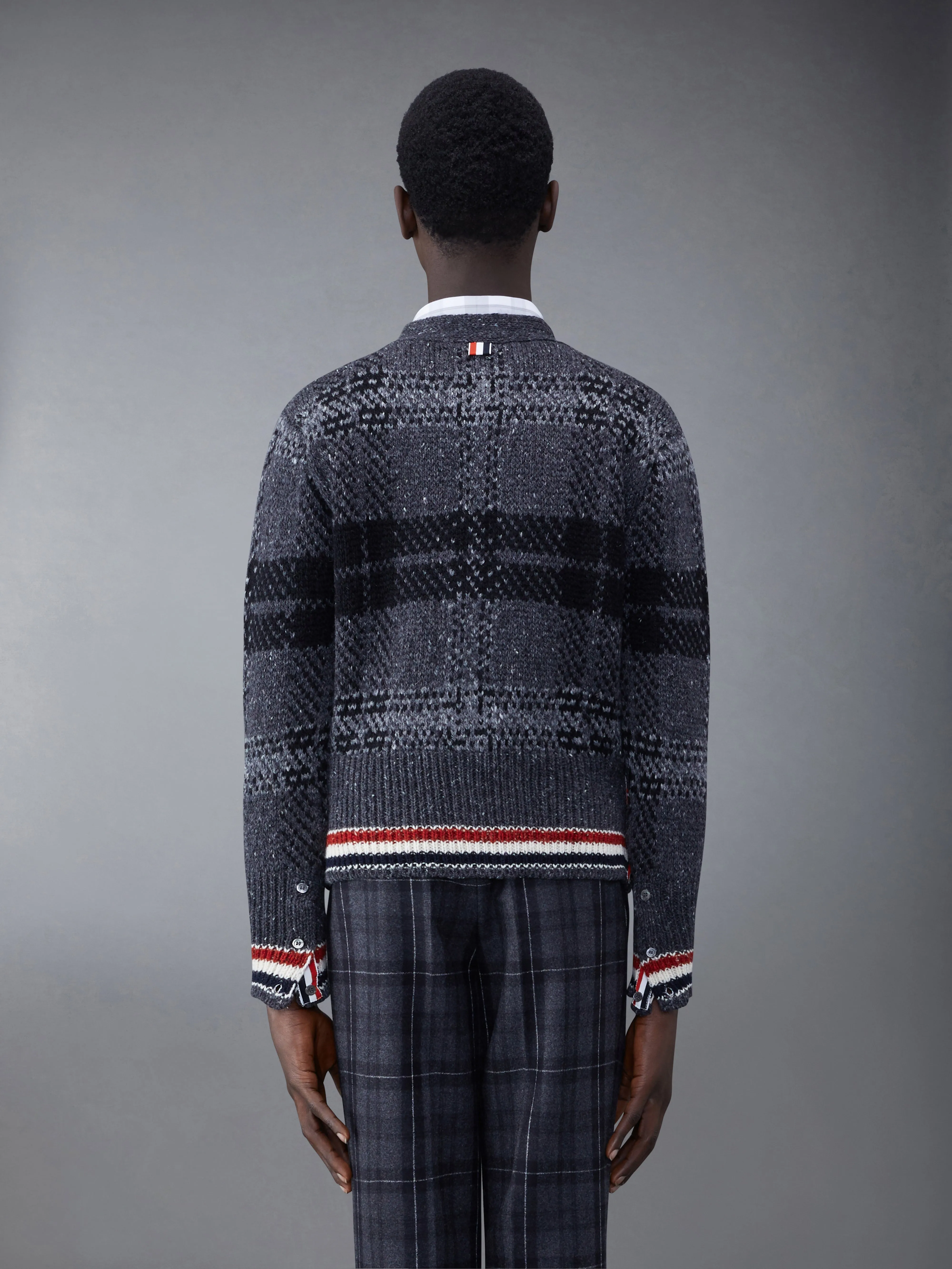Donegal Tartan Stripe V-neck Cardigan sold by Thom Browne product image thumbnail 2