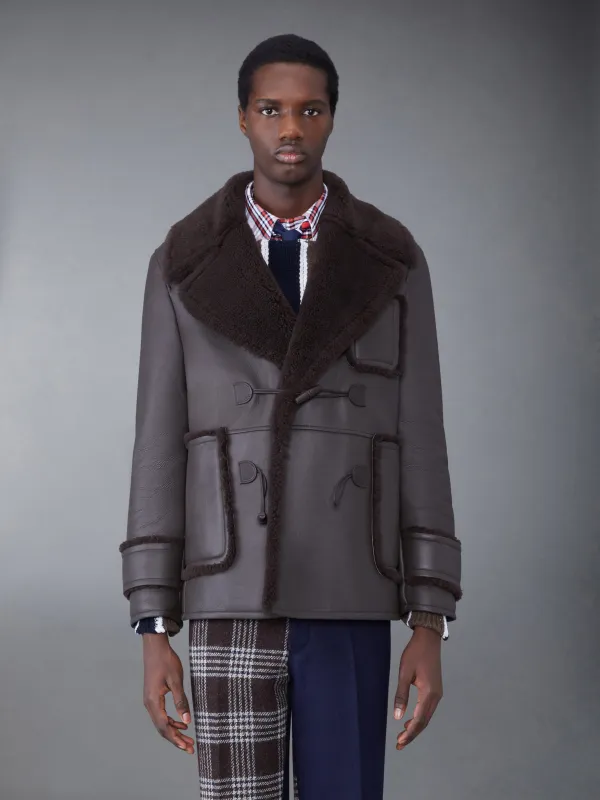 Dyed Shearling Oversized Collar Pea Coat sold by Thom Browne