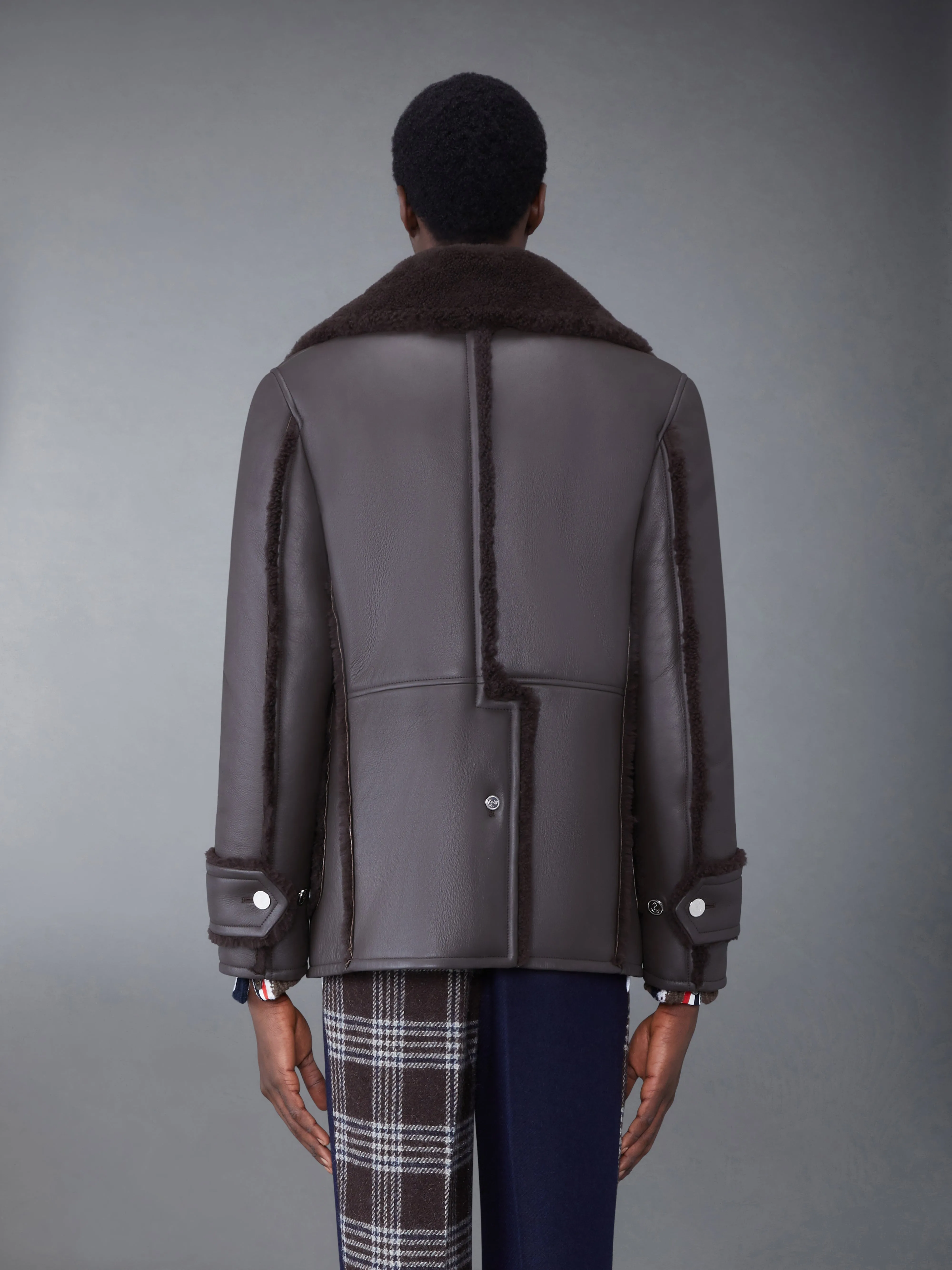 Dyed Shearling Oversized Collar Pea Coat sold by Thom Browne product image thumbnail 2