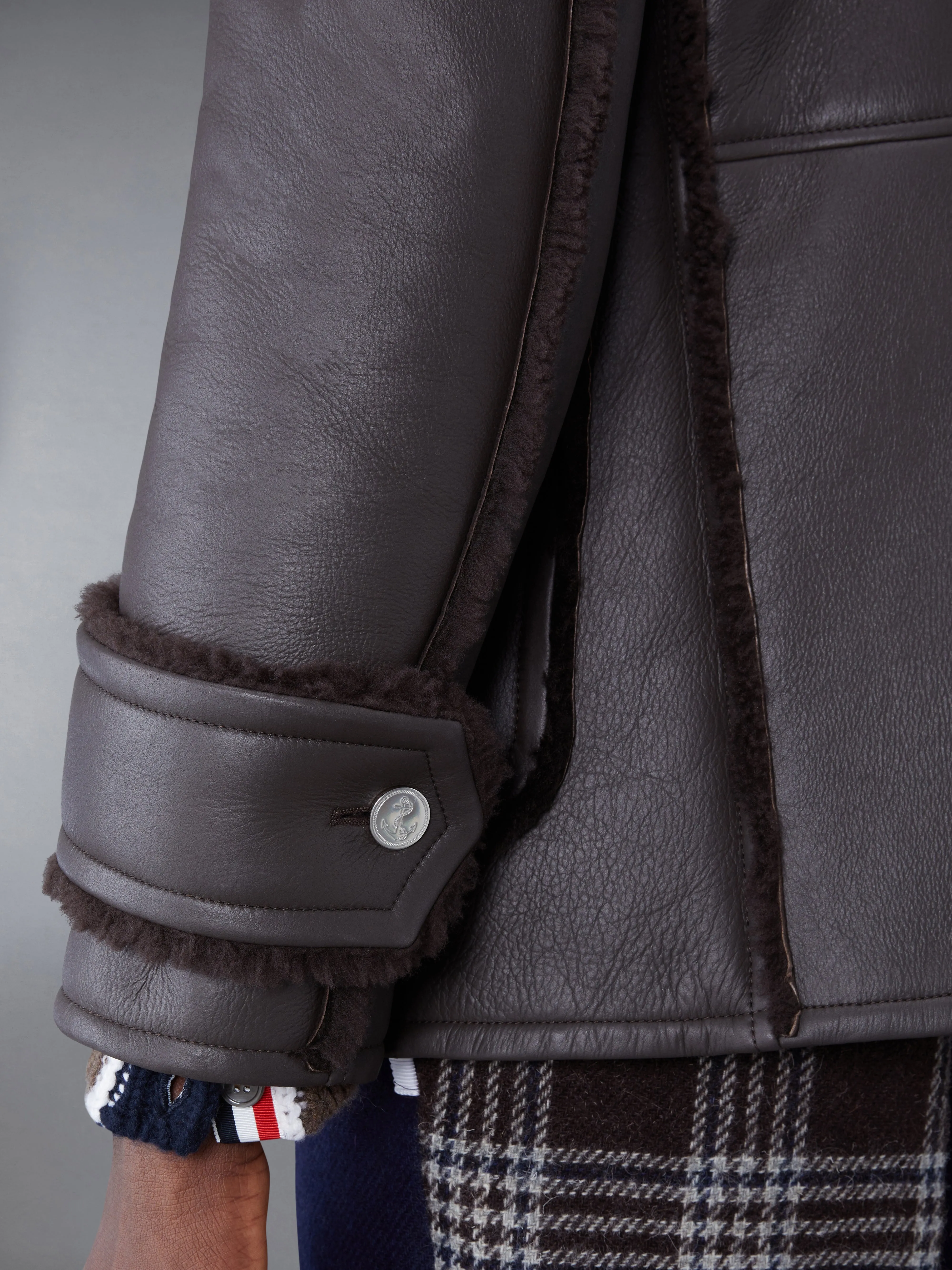 Dyed Shearling Oversized Collar Pea Coat sold by Thom Browne product image thumbnail 5