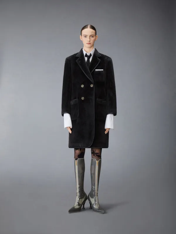 BRUSHED ALPACA WOOL SATIN TIPPING SOFT SHOULDER OVERCOAT made by Thom Browne