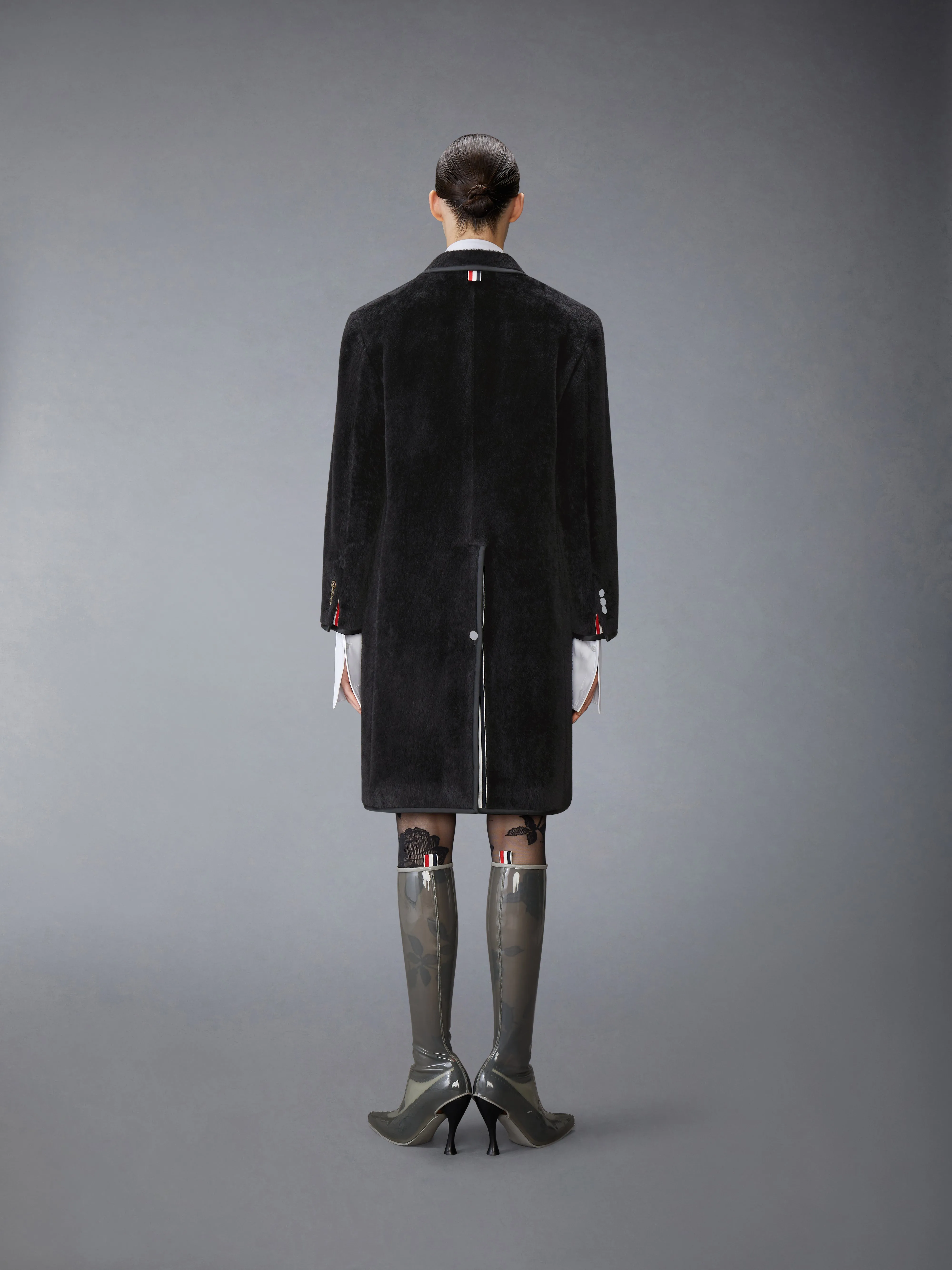 BRUSHED ALPACA WOOL SATIN TIPPING SOFT SHOULDER OVERCOAT sold by Thom Browne product image thumbnail 3