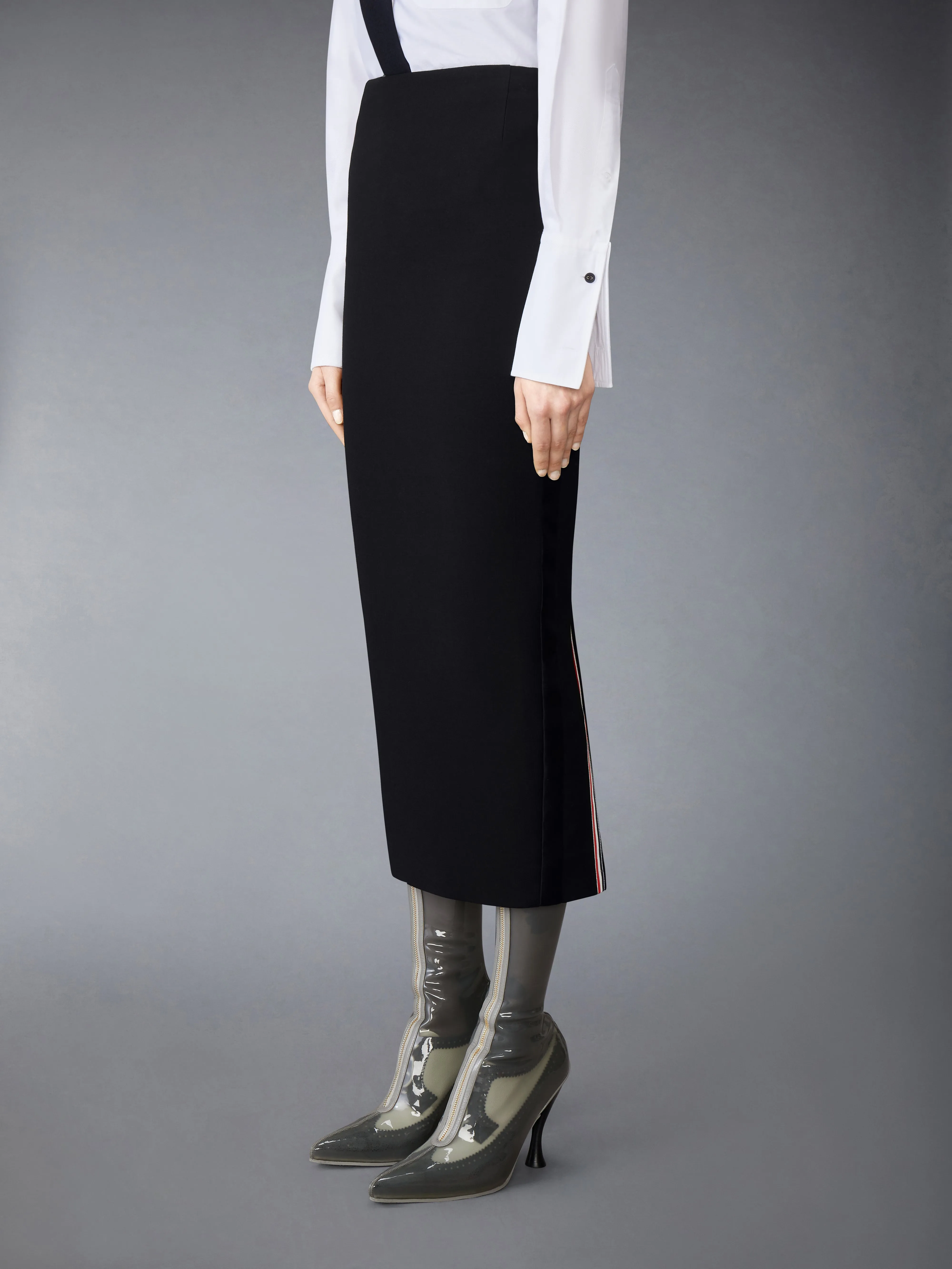SOLID WOOL CREPE LOW RISE MAXI HOBBLE SKIRT sold by Thom Browne product image thumbnail 2