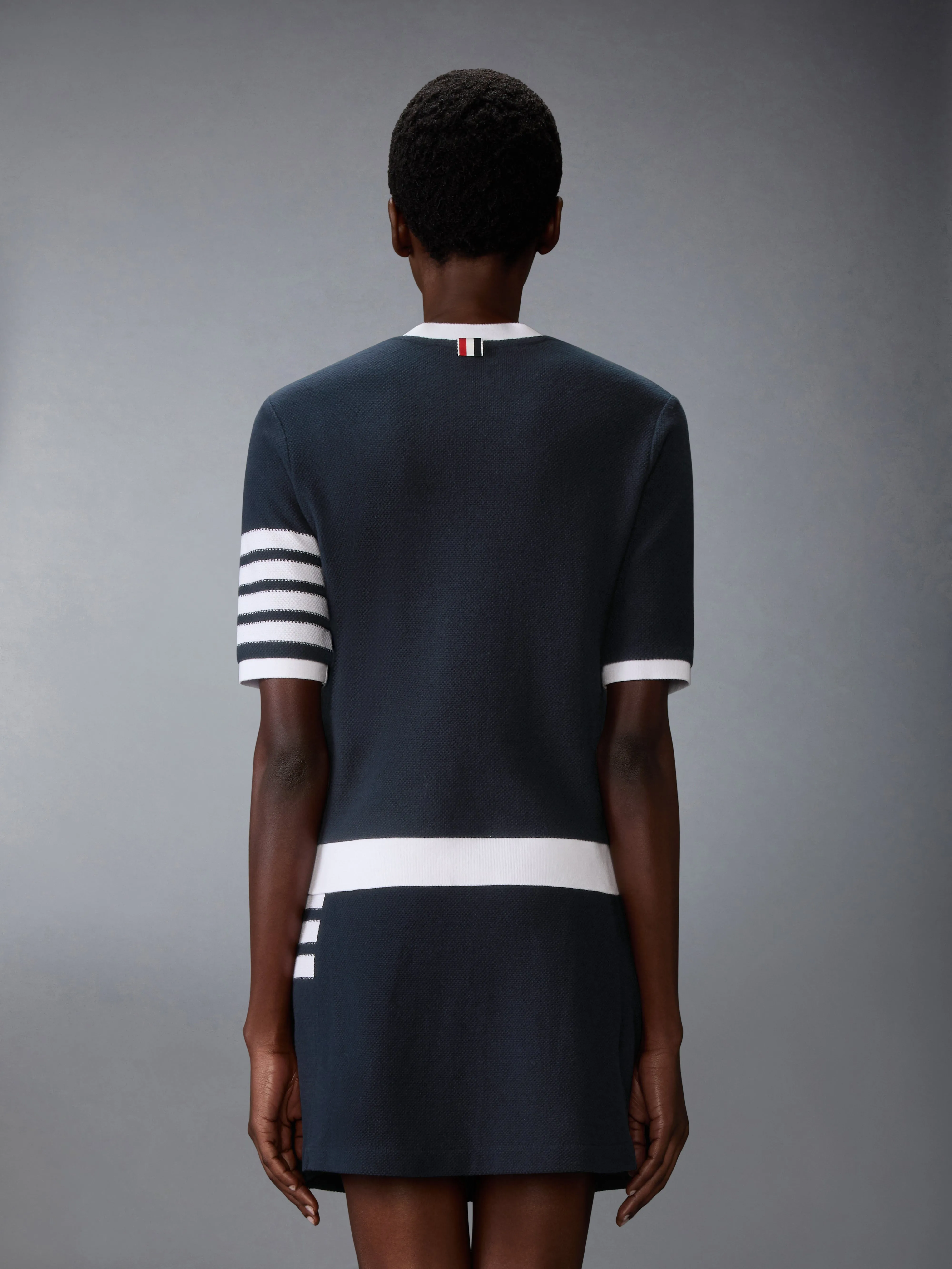 TEXTURED COTTON PIQUE 4-BAR TEE sold by Thom Browne product image thumbnail 2