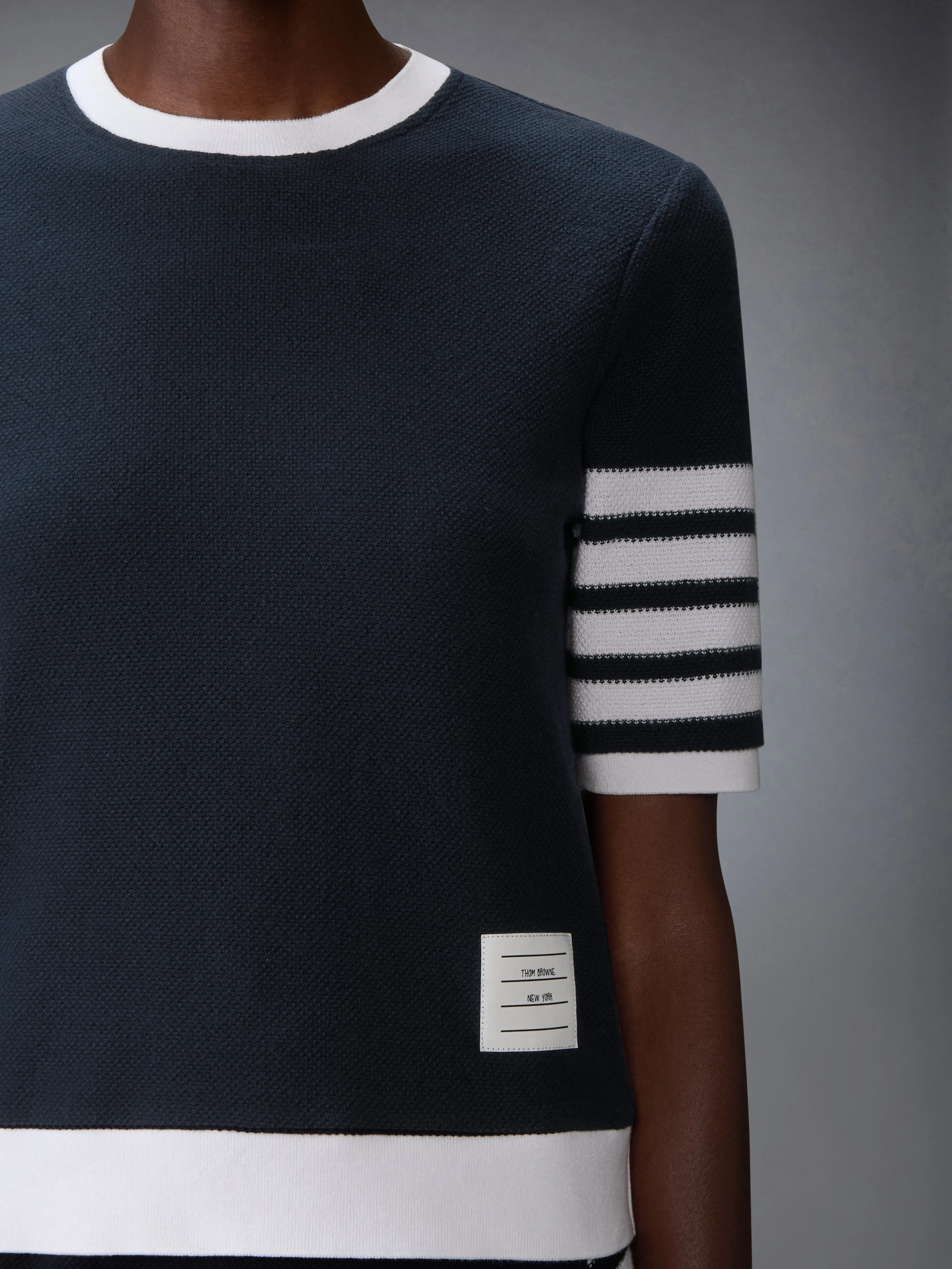TEXTURED COTTON PIQUE 4-BAR TEE sold by Thom Browne product image thumbnail 5