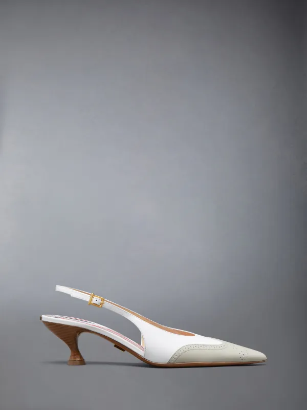 SOFT PATENT WINGTIP SLINGBACK 50MM sold by Thom Browne