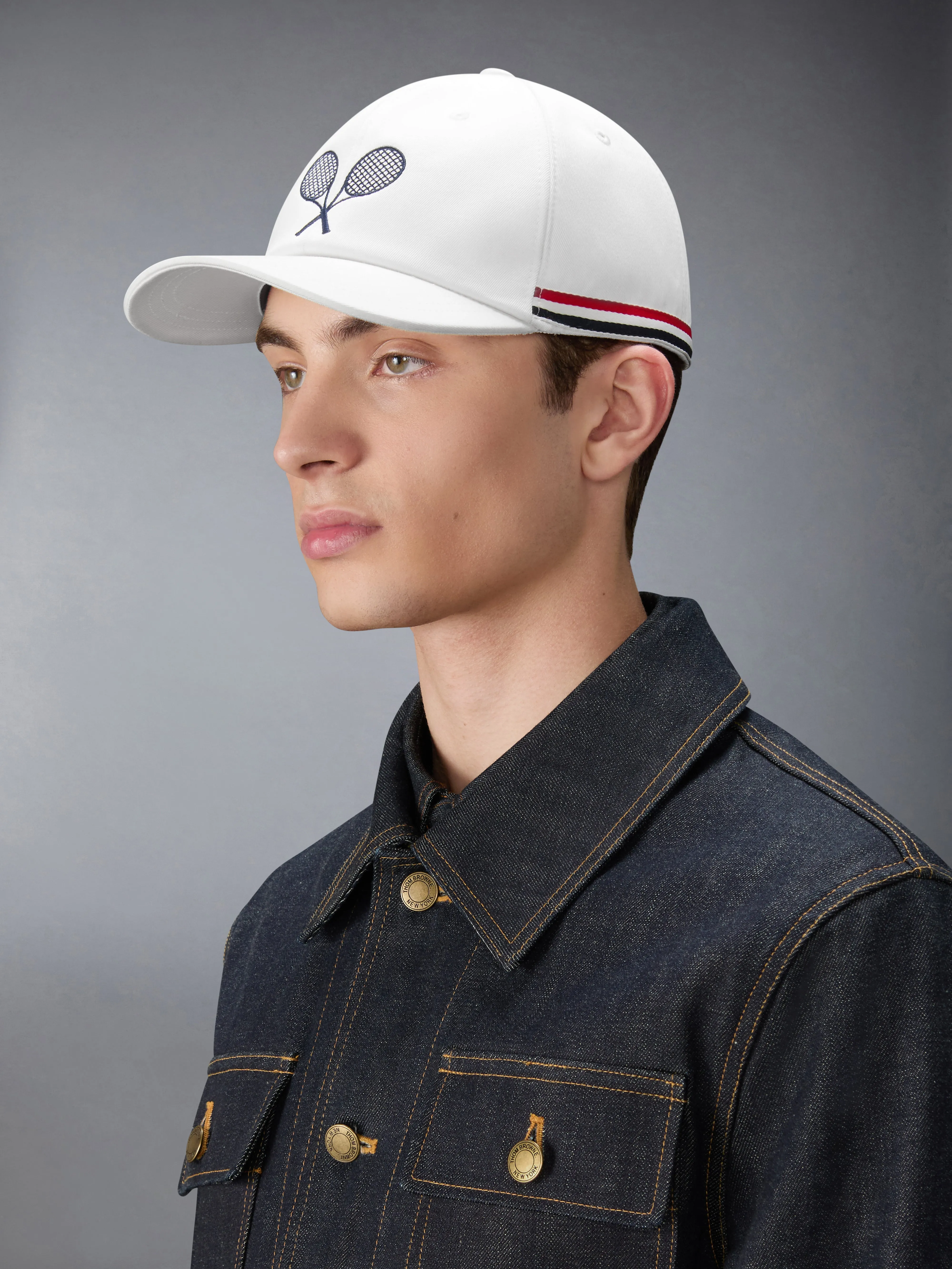 COTTON TWILL TENNIS RACQUET EMBROIDERY BASEBALL CAP sold by Thom Browne product image thumbnail 2