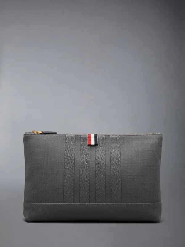 WOOL 4-BAR LARGE POUCH sold by Thom Browne