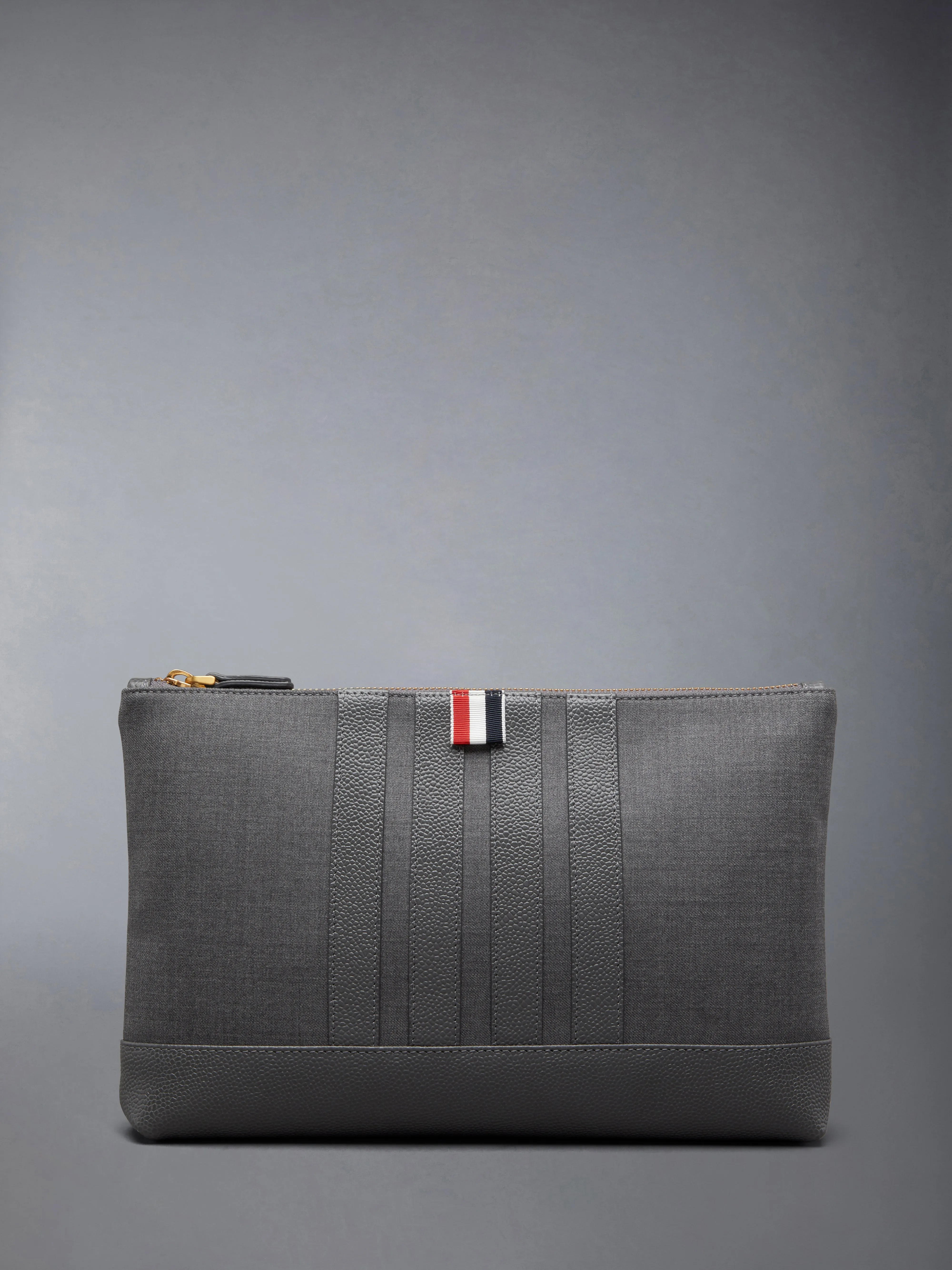 WOOL 4-BAR LARGE POUCH sold by Thom Browne