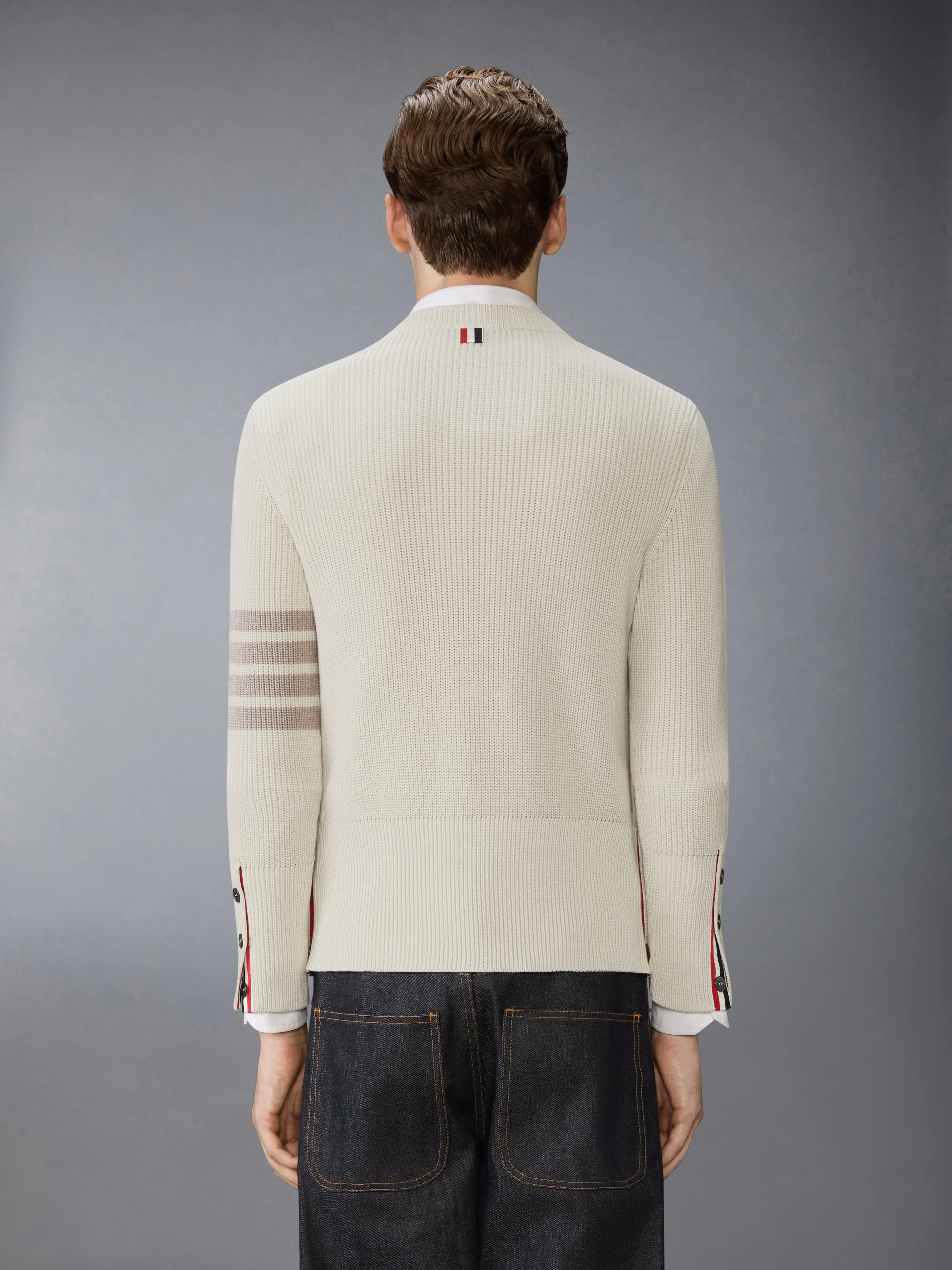 COTTON CARDIGAN STITCH 4-BAR PULLOVER sold by Thom Browne product image thumbnail 2