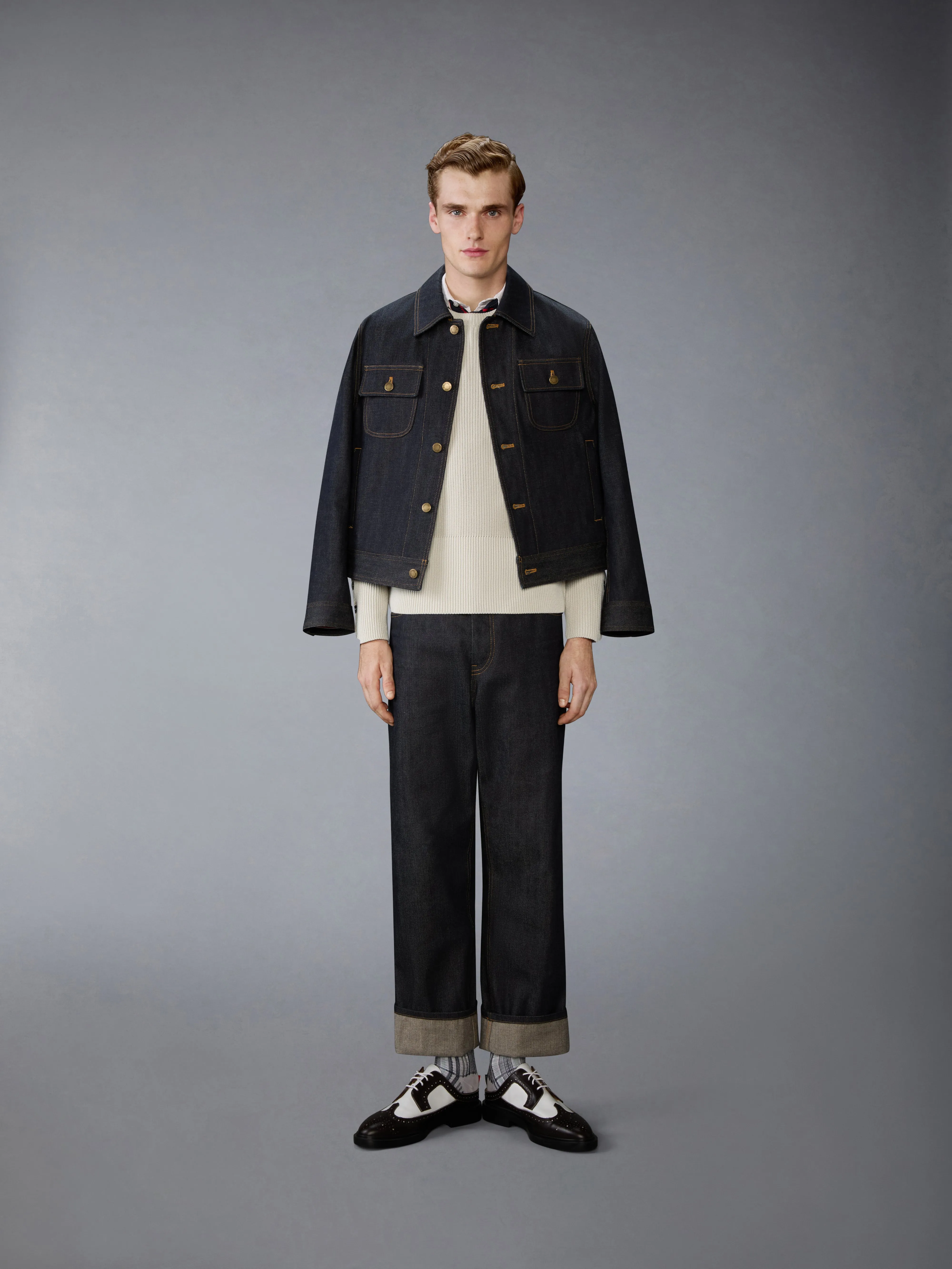 COTTON CARDIGAN STITCH 4-BAR PULLOVER sold by Thom Browne product image thumbnail 3