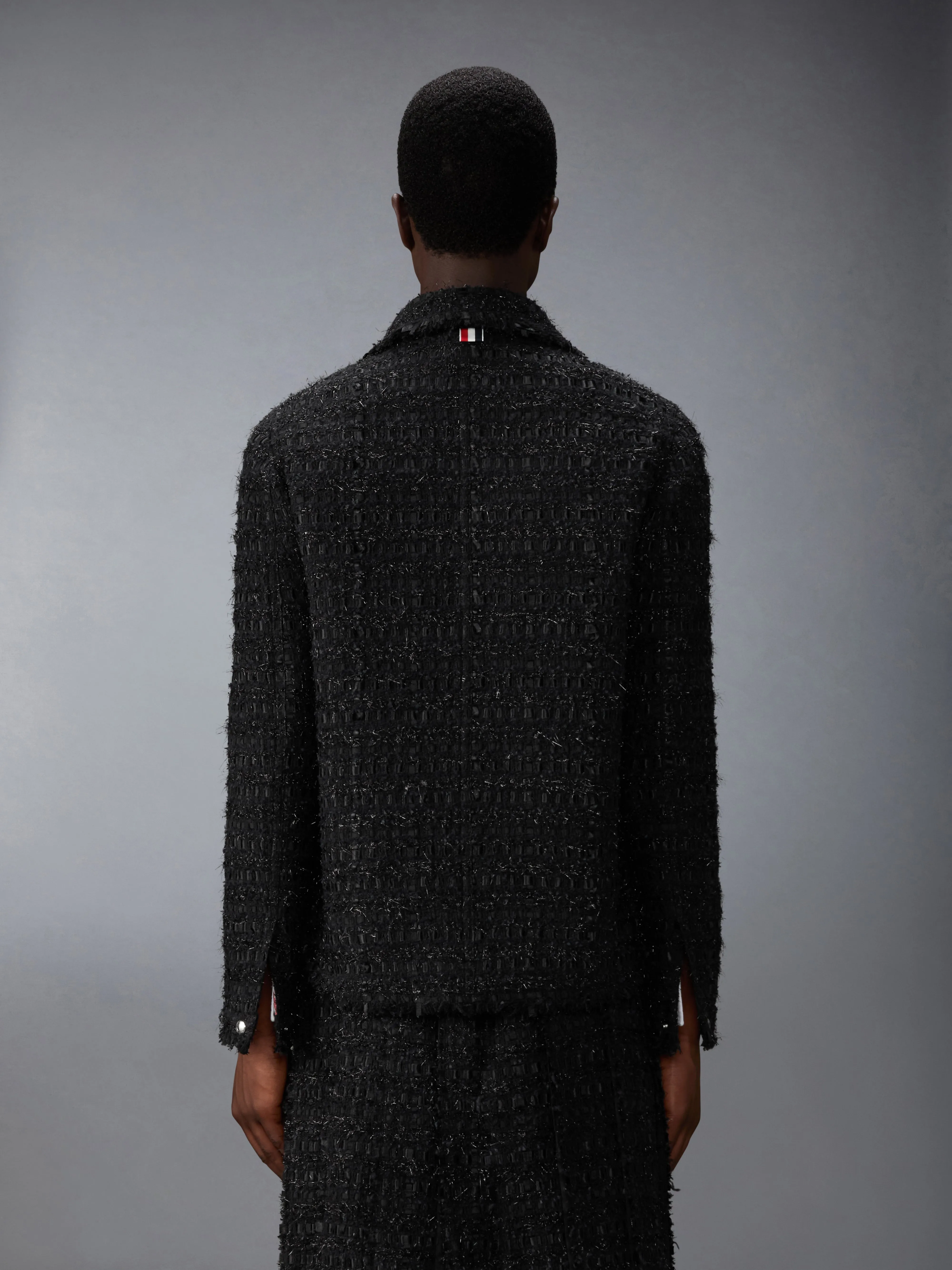SATIN RIBBON TWEED FRAY EDGE UTILITY JACKET sold by Thom Browne product image thumbnail 2