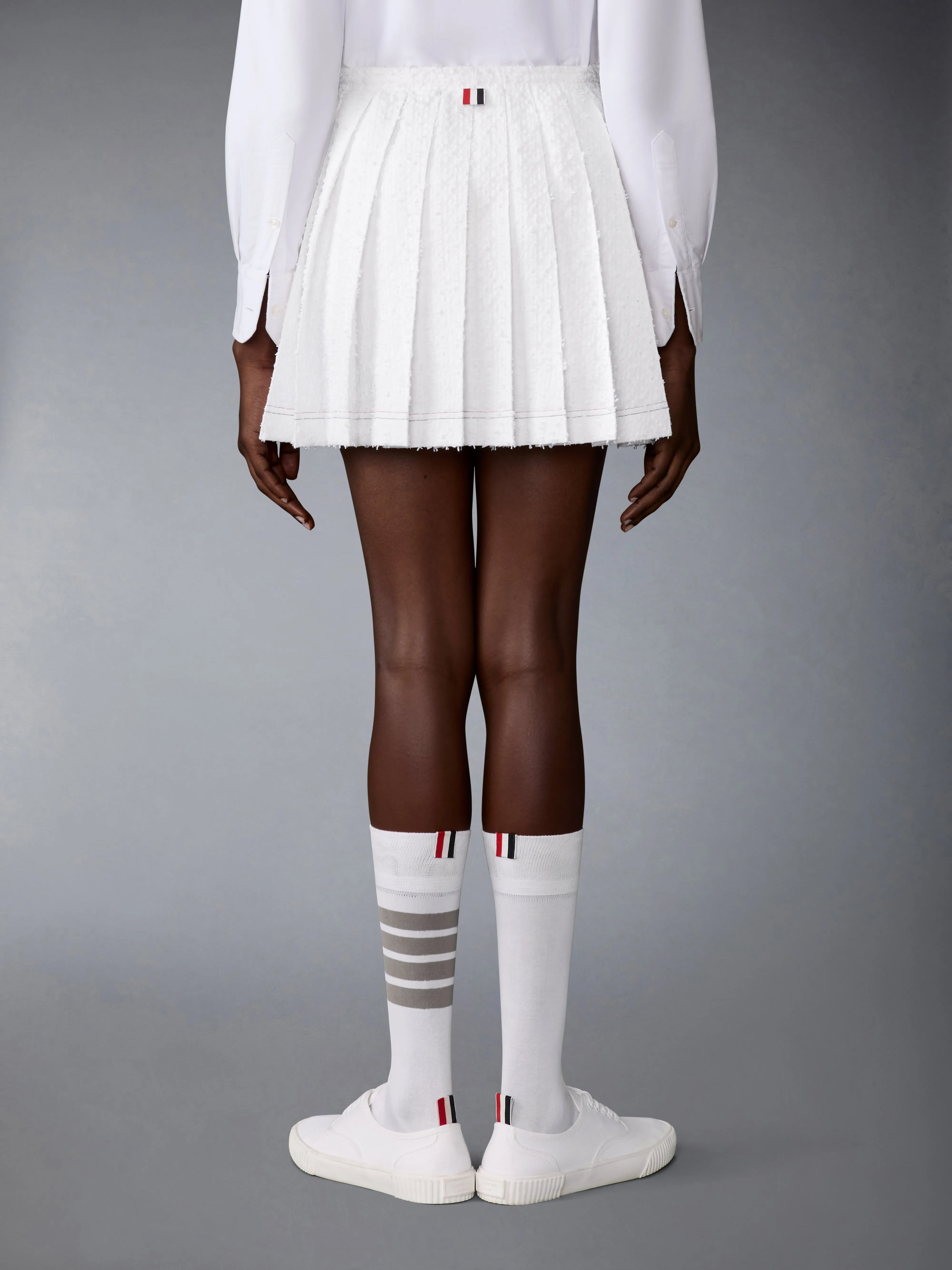 EYELASH TWEED DRAWSTRING PLEATED MINI SKIRT sold by Thom Browne product image thumbnail 3