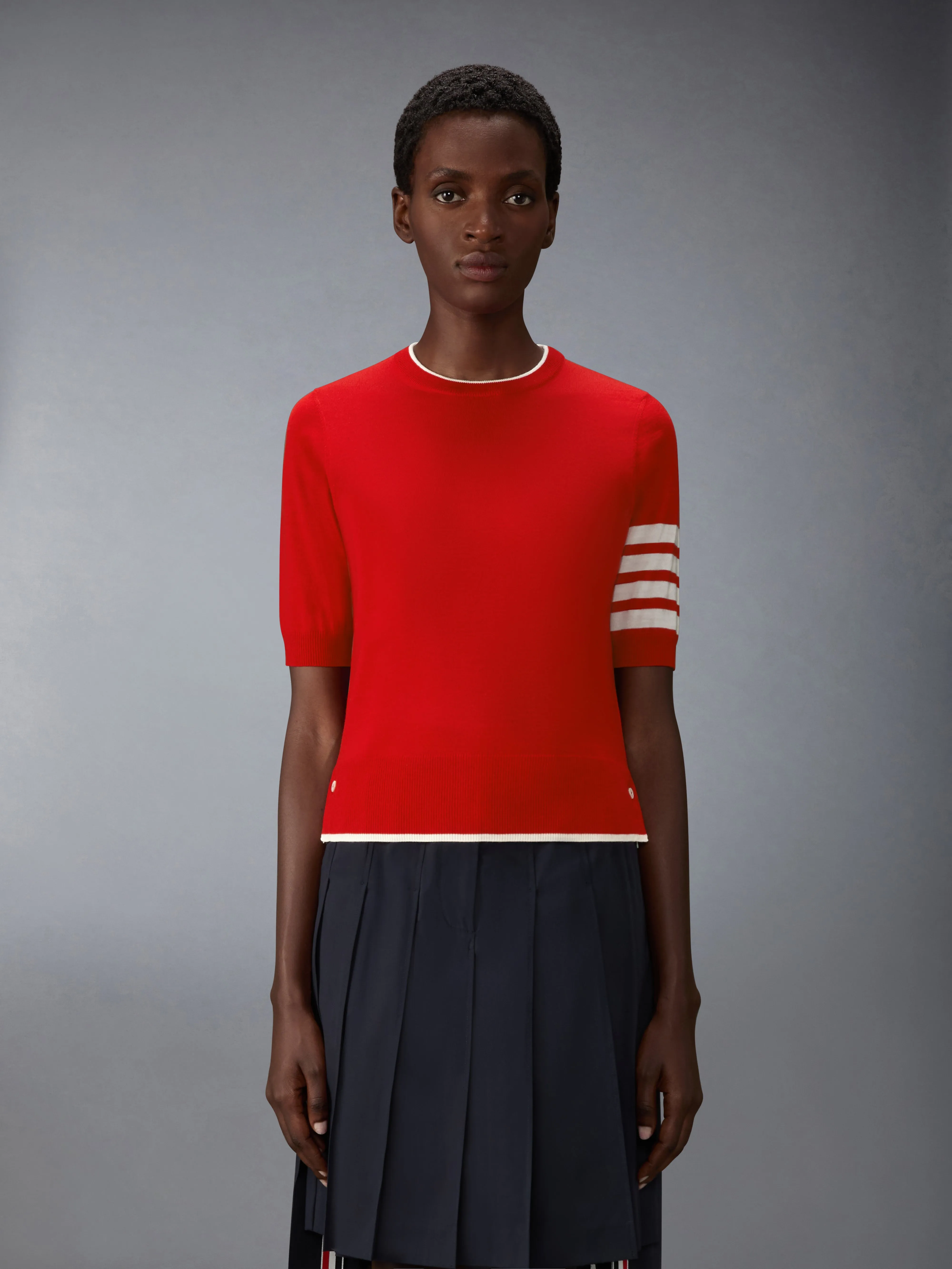 MERINO WOOL 4-BAR SHORT SLEEVE PULLOVER sold by Thom Browne