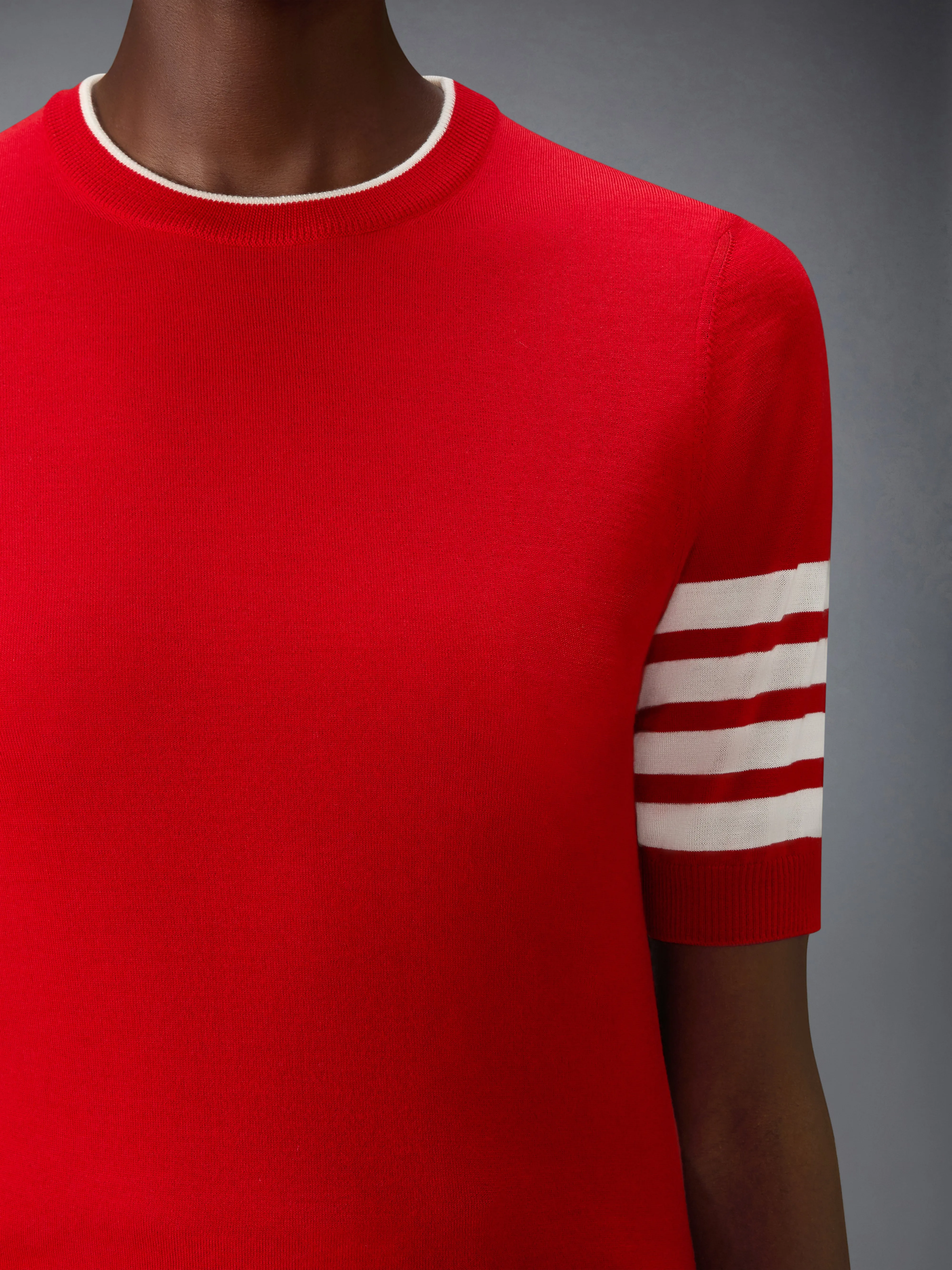 MERINO WOOL 4-BAR SHORT SLEEVE PULLOVER sold by Thom Browne product image thumbnail 5